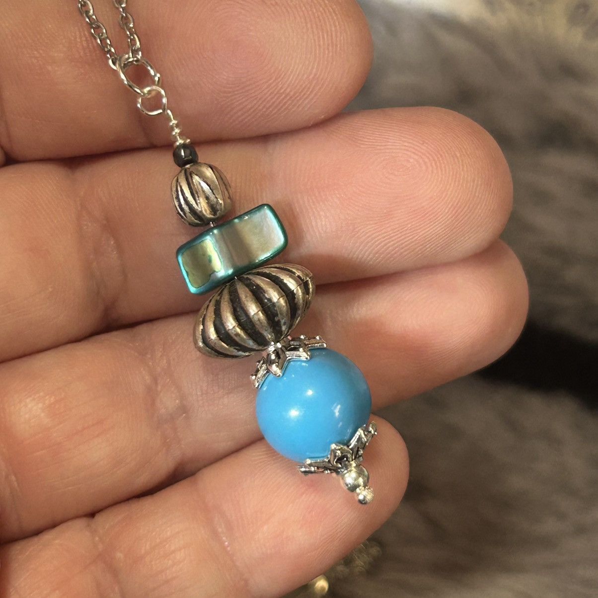 Handmade Handcrafted vintage bead drop pendant on chain necklace Size ONE SIZE - 5 Thumbnail