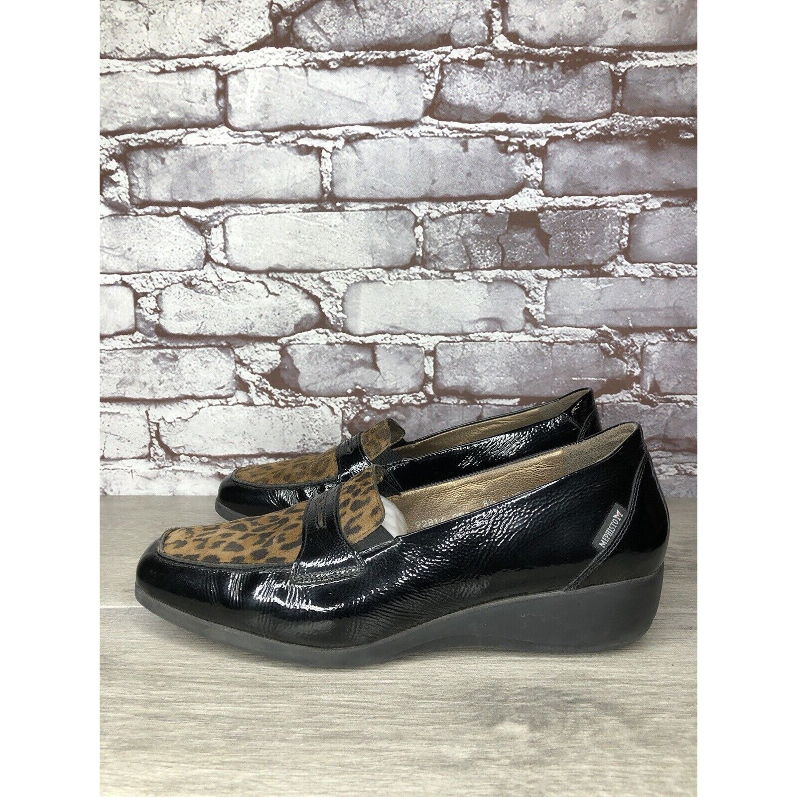 Mephisto Mephisto Air Jet Black Patent Leopard Print Penny Wedge Shoe Size US 11 / IT 41 - 18 Thumbnail