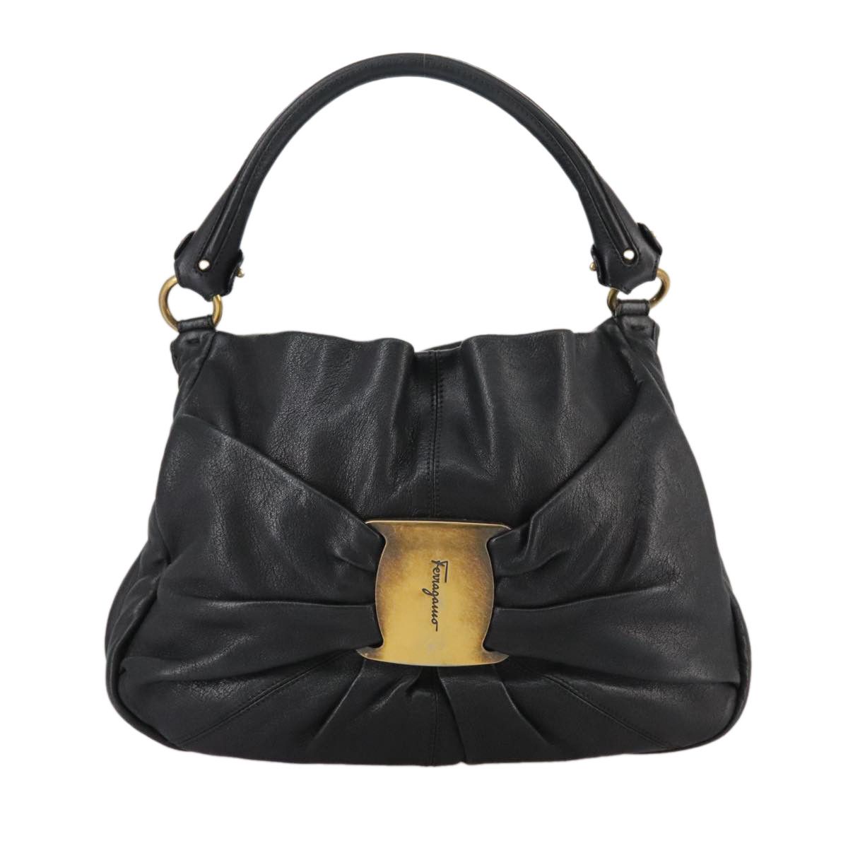Salvatore Ferragamo Vara Black Leather Handbag (Pre-Owned) Size ONE SIZE - 1 Thumbnail