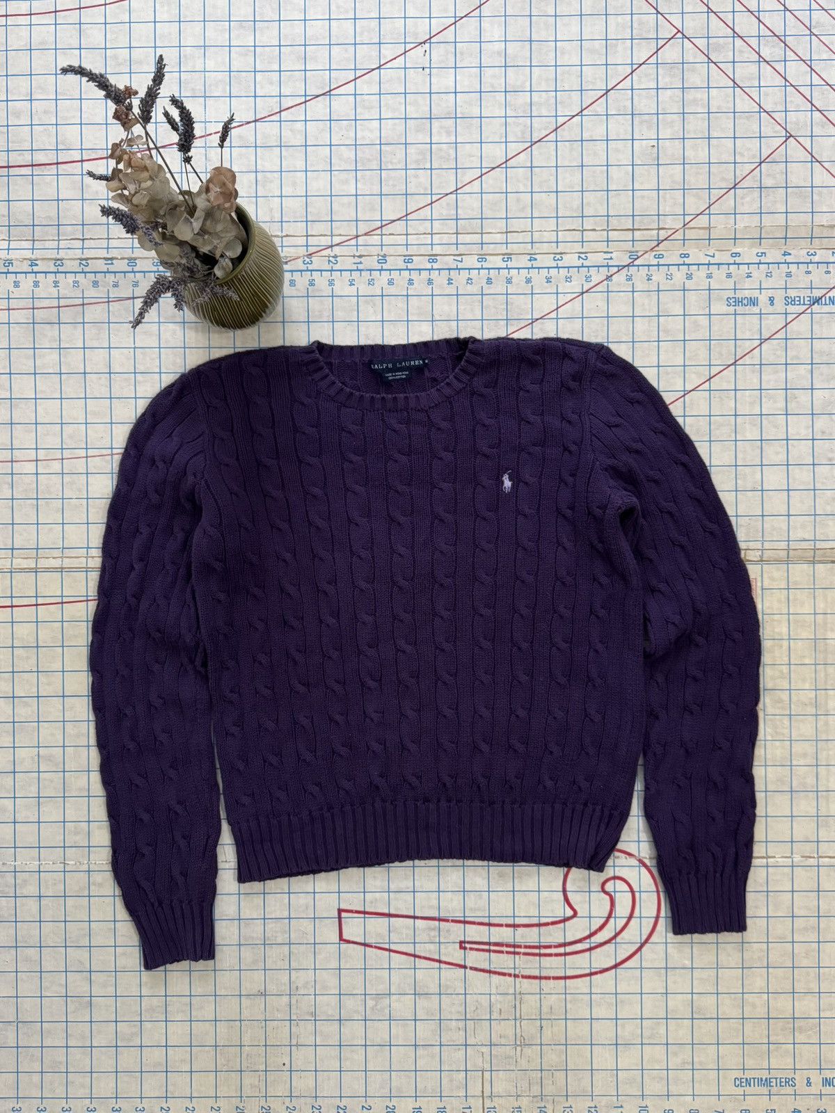 Polo Ralph Lauren × Ralph Lauren Ralph Lauren Cable Knit Sweater Purple Women’s Size Medium Size M / US 6-8 / IT 42-44 - 3 Thumbnail