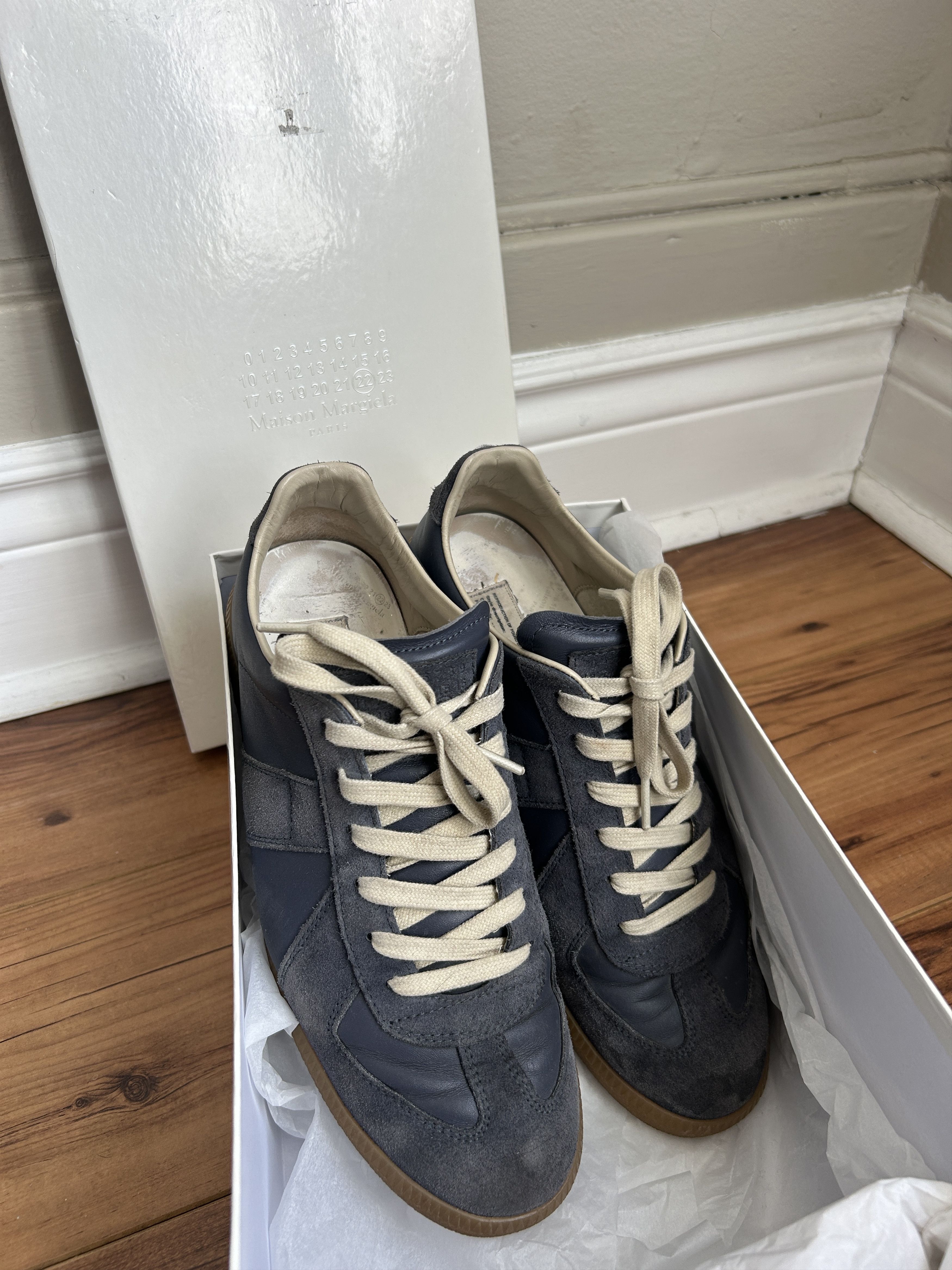 Maison Margiela MMM Margiela Blue German Army Trainers 43 | Grailed