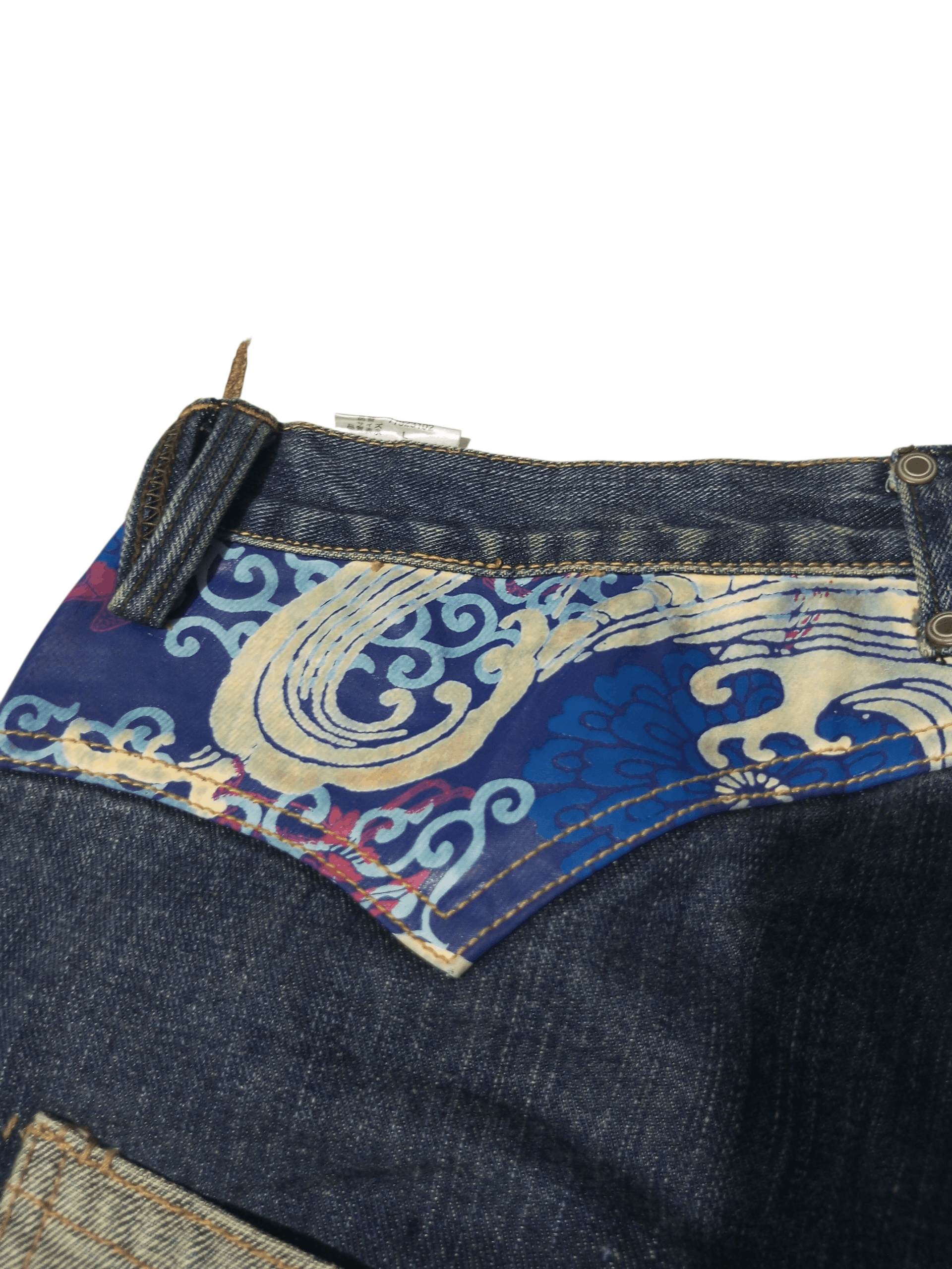 Karakuri Tamashii Vintage exhibitionist embroidery distressed flared denim Size US 33 - 4 Thumbnail