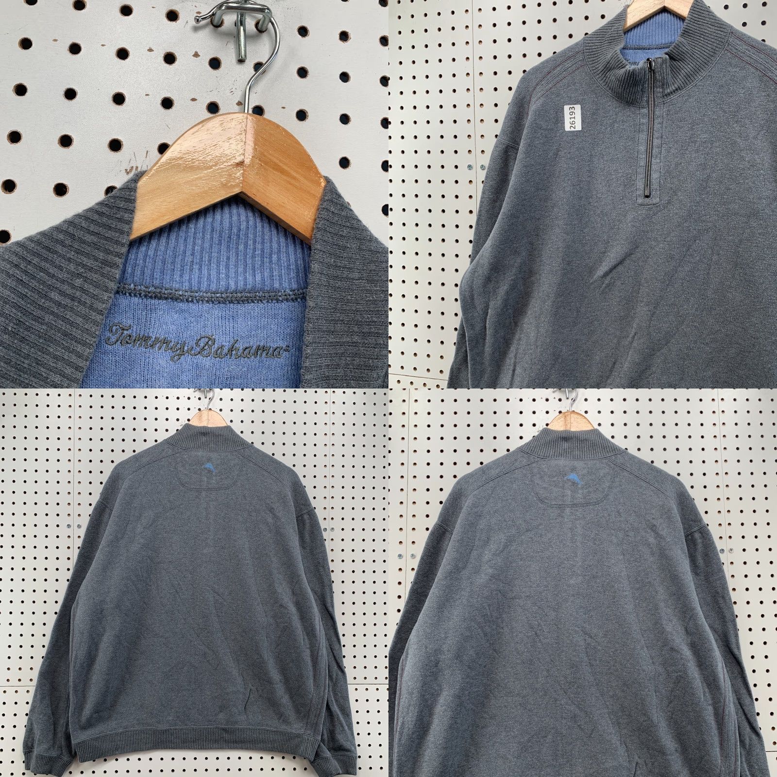 Tommy Bahama VINTAGE Tommy Bahama Reversible Knit Sweater Mock Neck XL Blue Gray Mens Size US XL / EU 56 / 4 - 8 Thumbnail