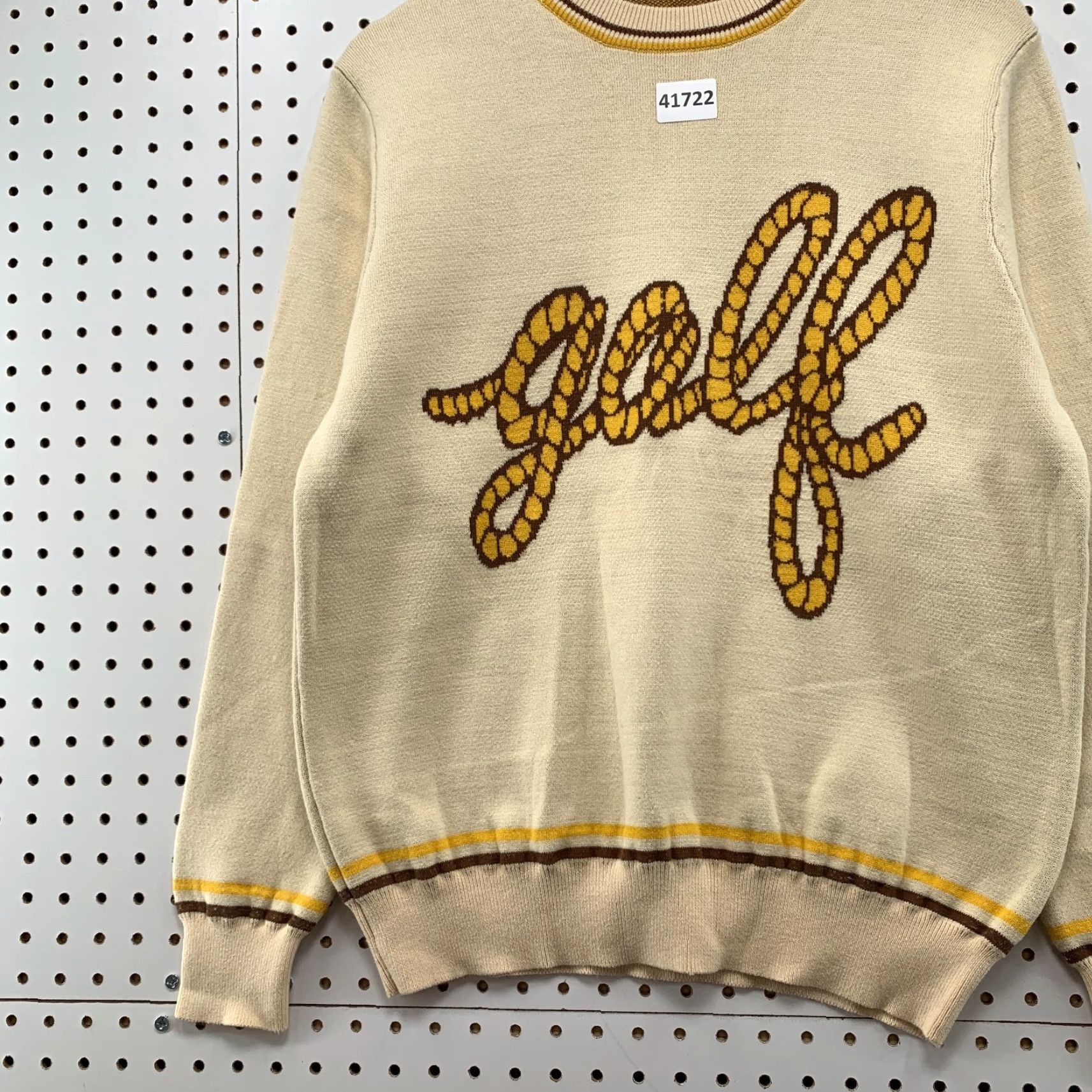 VINTAGE Golf Wang Tyler Creator Knit Sweater Mens Small Beige Crew