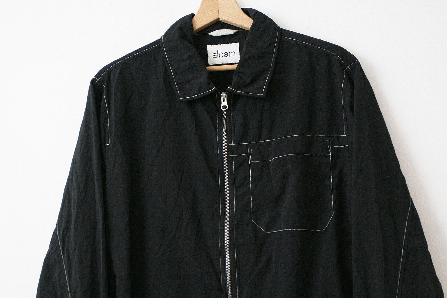 Albam Albam Nylon Contrast Stitch Black Overshirt Full Zip Jacket Size US M / EU 48-50 / 2 - 2 Thumbnail