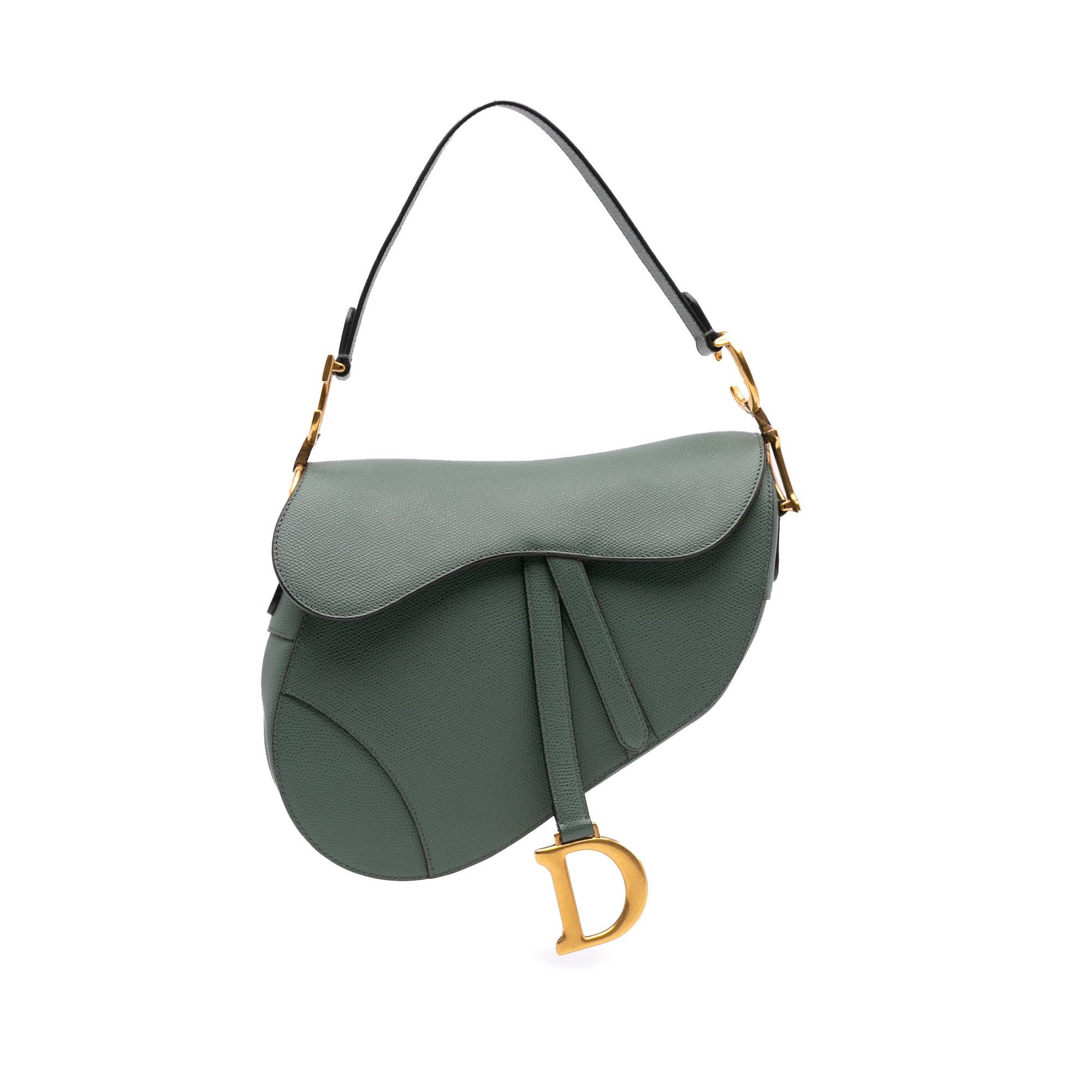 Dior Grained Calfskin Saddle Bag in Green, Women's