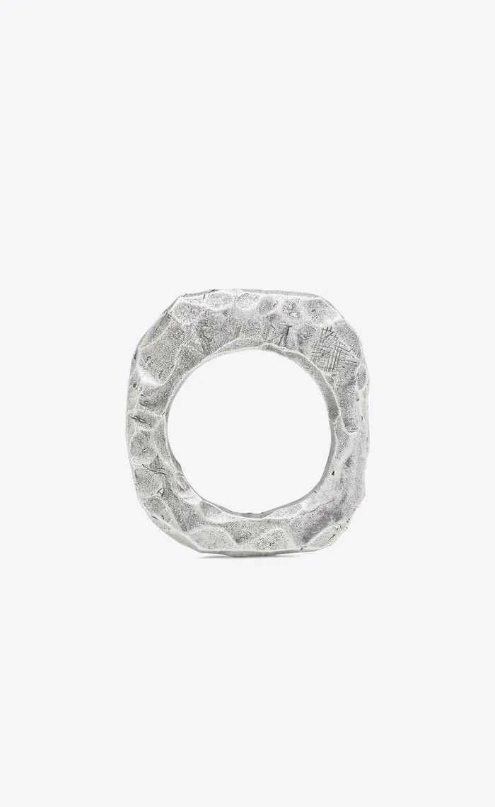 Saint Laurent Paris o1b1hav110425 715358 Size: L / Squared Hammered Bangle Size ONE SIZE - 2 Thumbnail