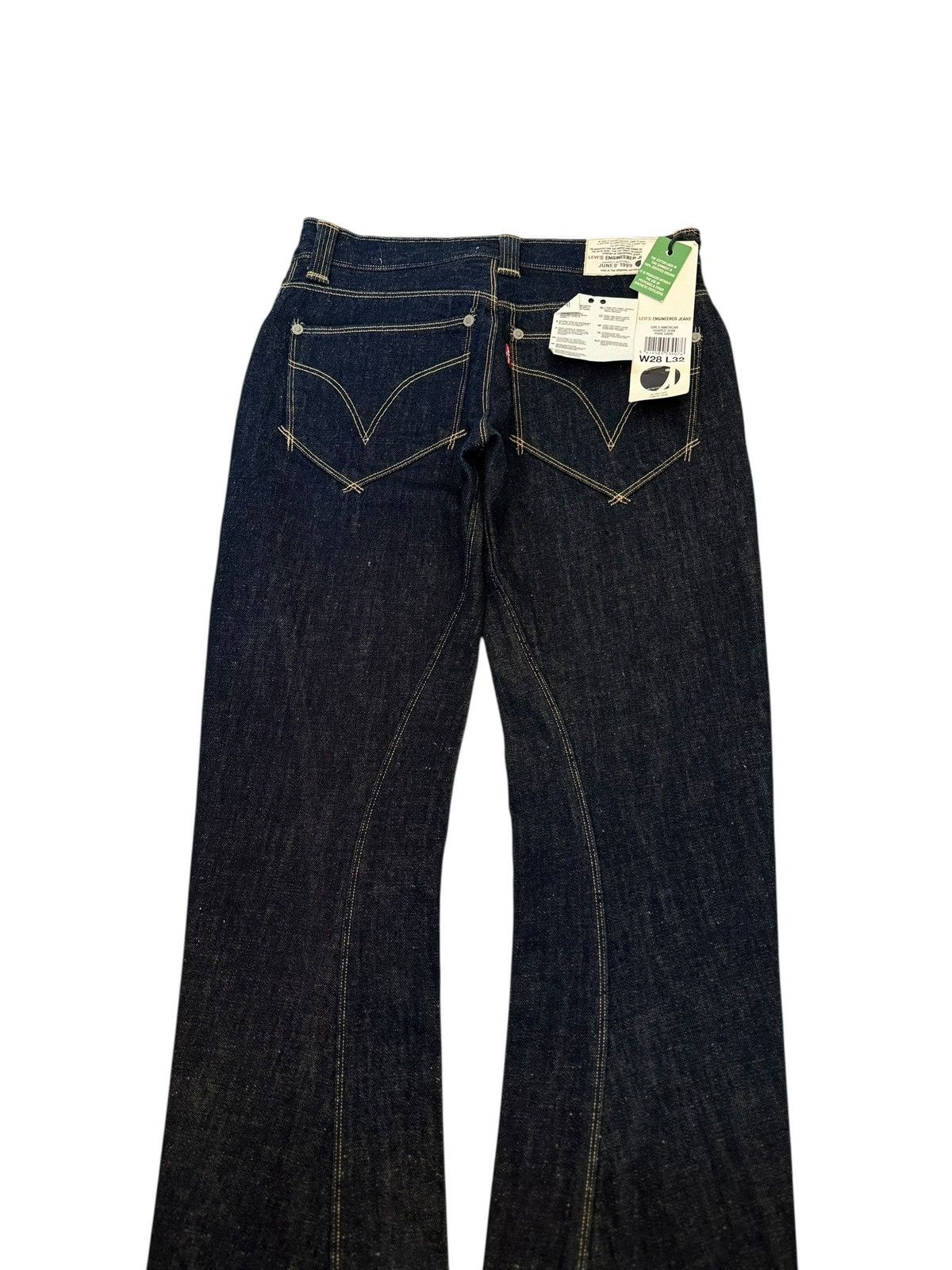 Levi's 1999 Levi’s Engineered Navy Baggy Flared Twisted Denim Jeans Size 28" / US 6 / IT 42 - 2 Thumbnail