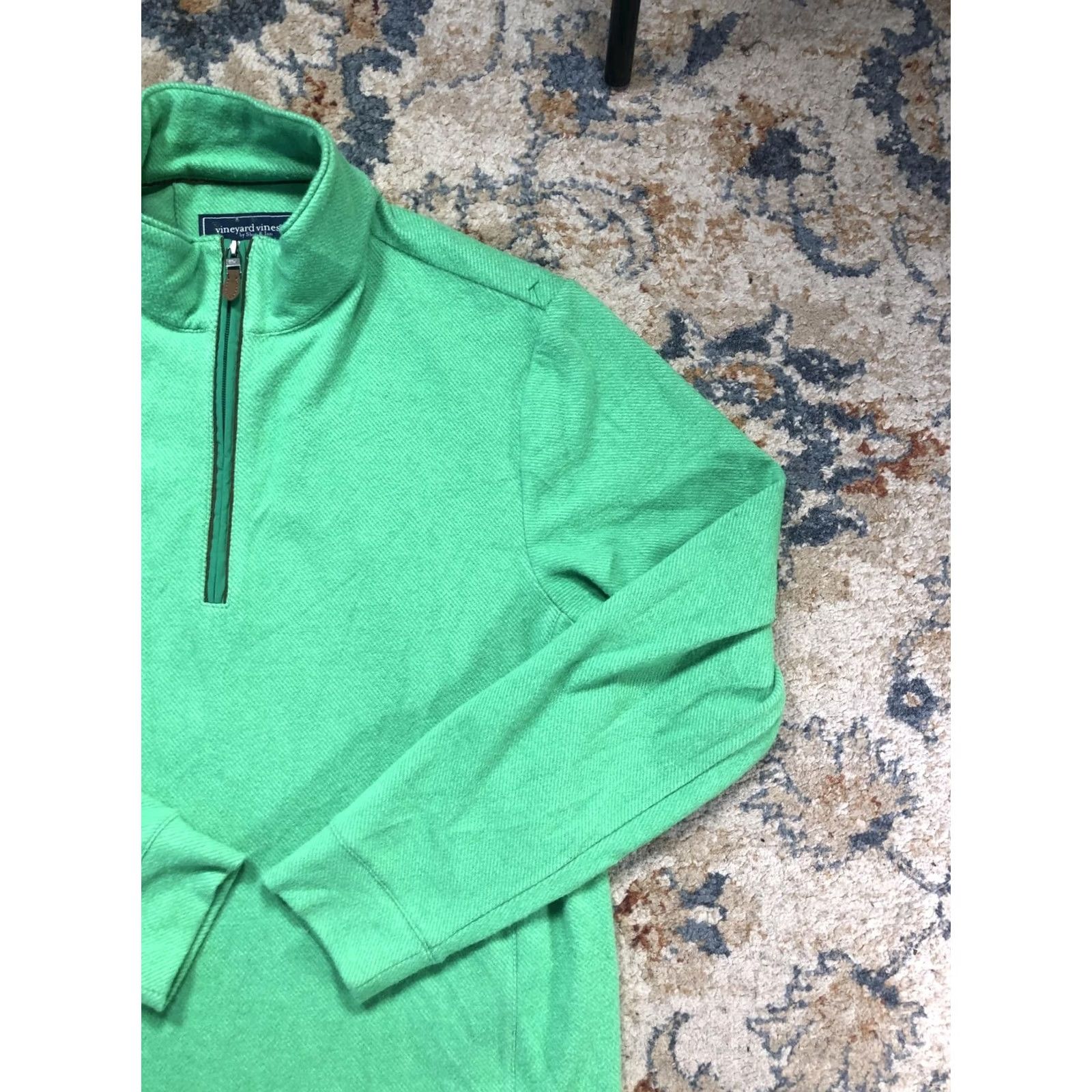 Vineyard Vines Vineyard Vines Sweatshirt Mens M Green 1/4 Zip Mock Neck Knit Pullover Size US M / EU 48-50 / 2 - 4 Thumbnail