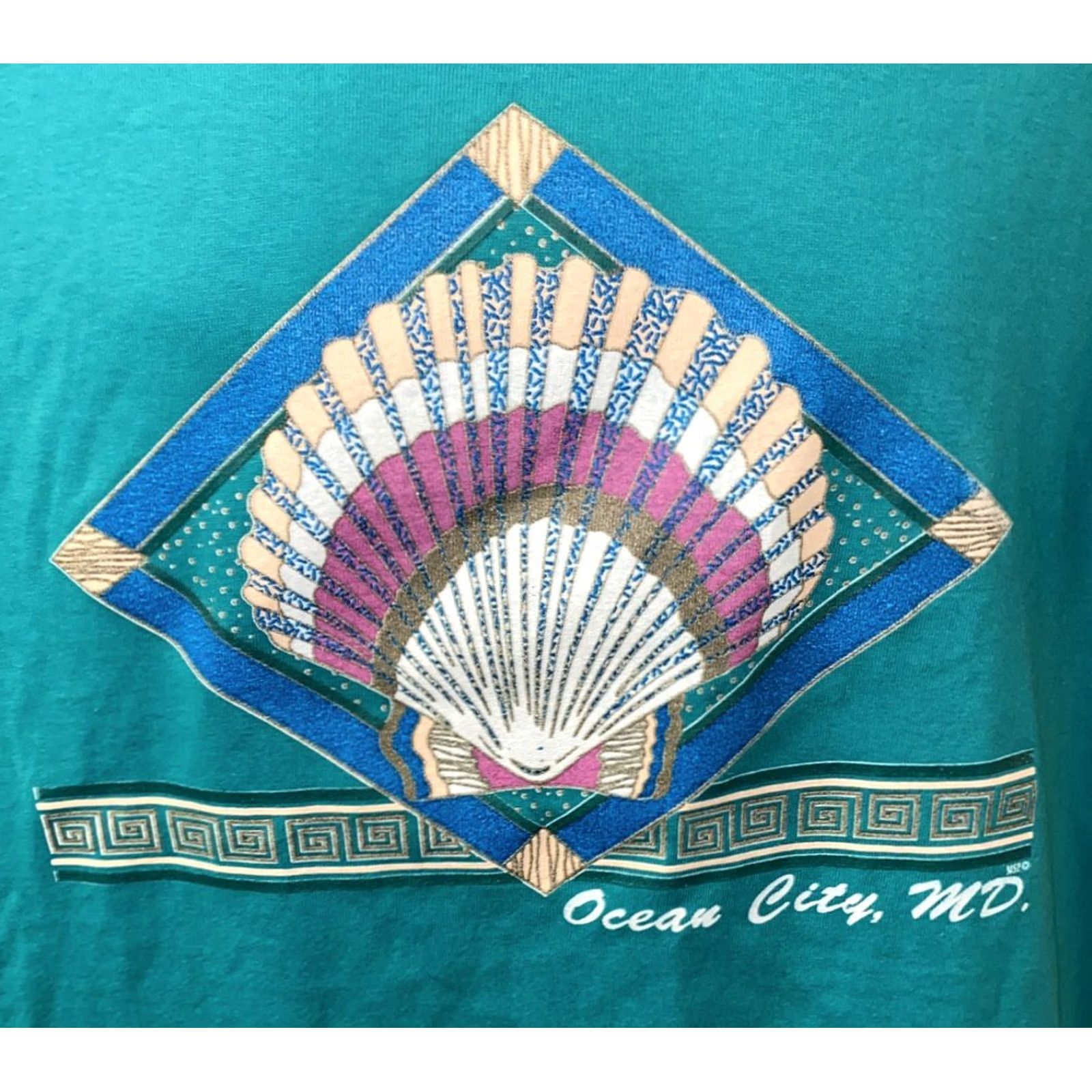 Altea VINTAGE MSP Gold Teal Ocean City T-Shirt Mens XL Short Sleeve Size XL Regular Cotton Shirt Size US XL / EU 56 / 4 - 2 Thumbnail