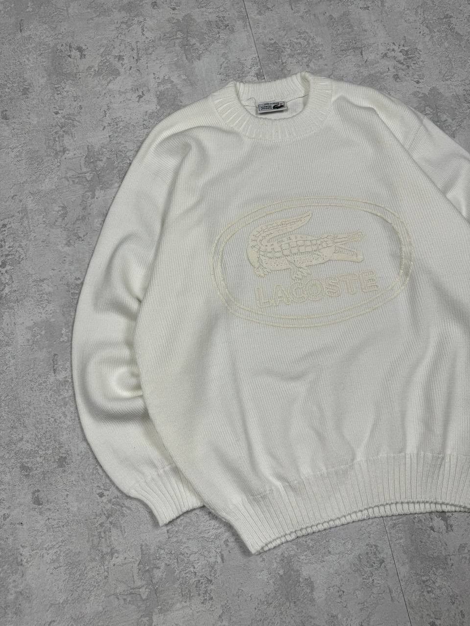 Lacoste Vintage Lacoste Y2K White Sweater Big Logo Size XL Size US XL / EU 56 / 4 - 2 Thumbnail