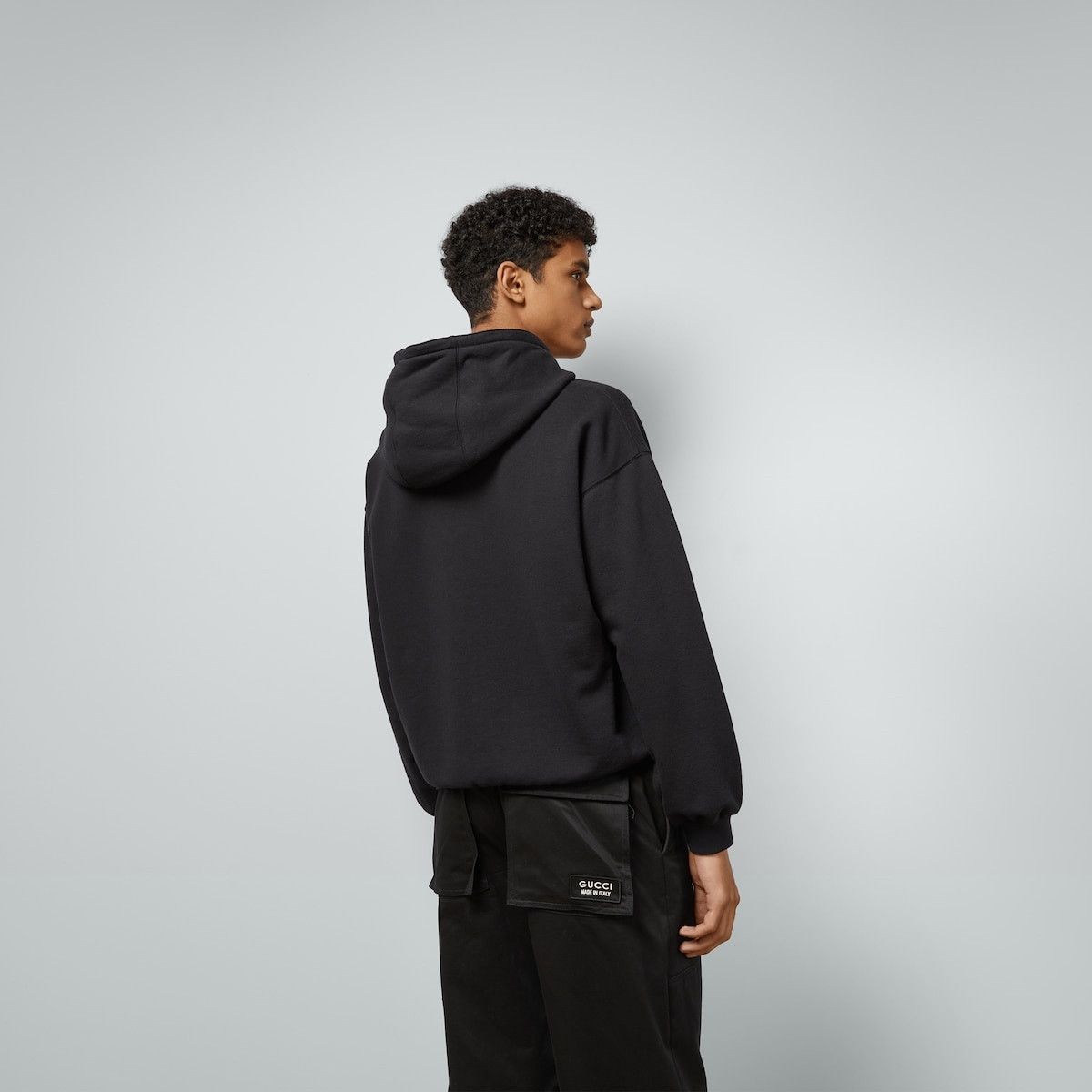 Gucci o1loc1c0925 Cotton Jersey Printed Hooded Sweatshirt in Black Size US L / EU 52-54 / 3 - 6 Thumbnail