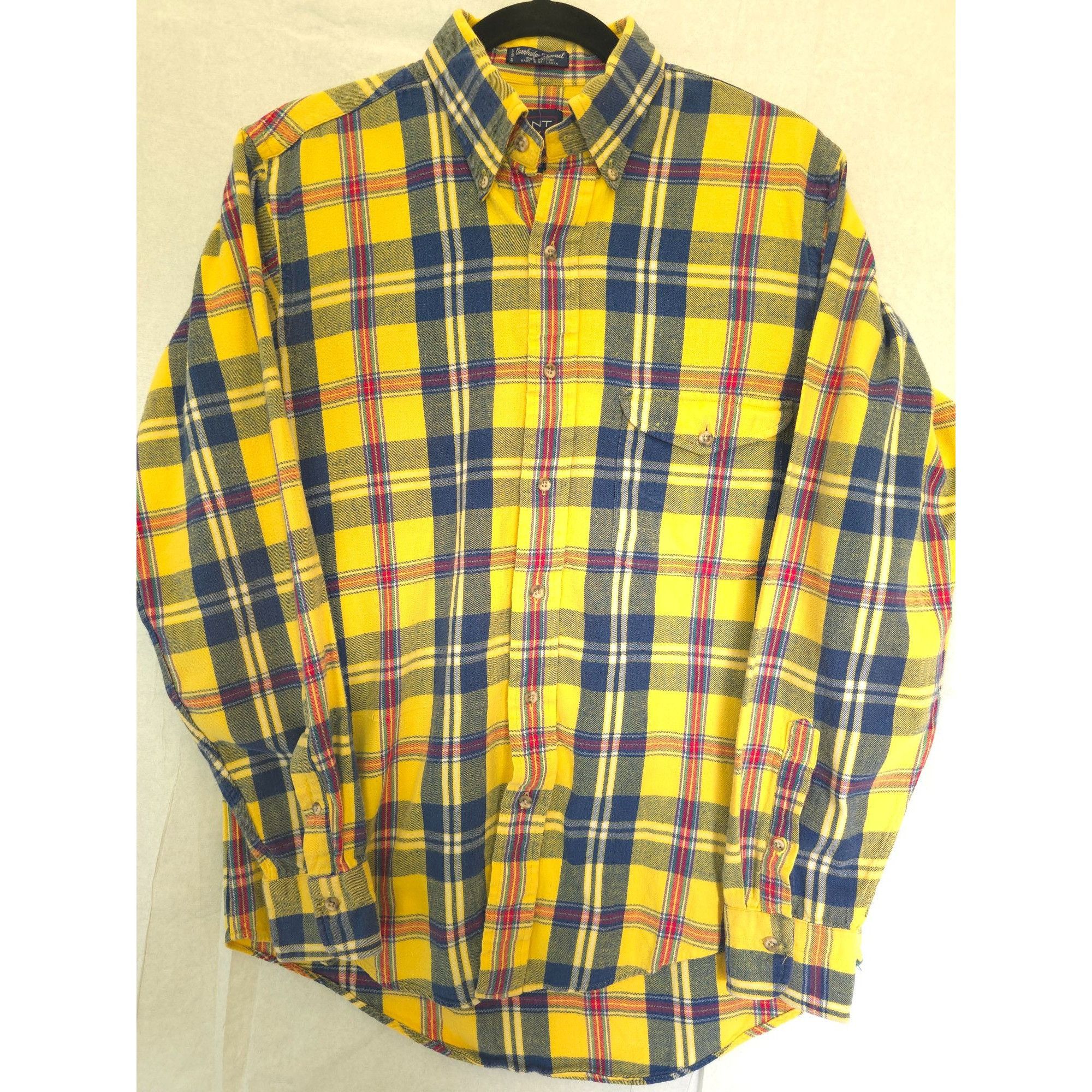 Gant Gant Men's Cambridge Flannel Shirt M Yellow & Blue Plaid 100 Size US M / EU 48-50 / 2 - 1 Thumbnail