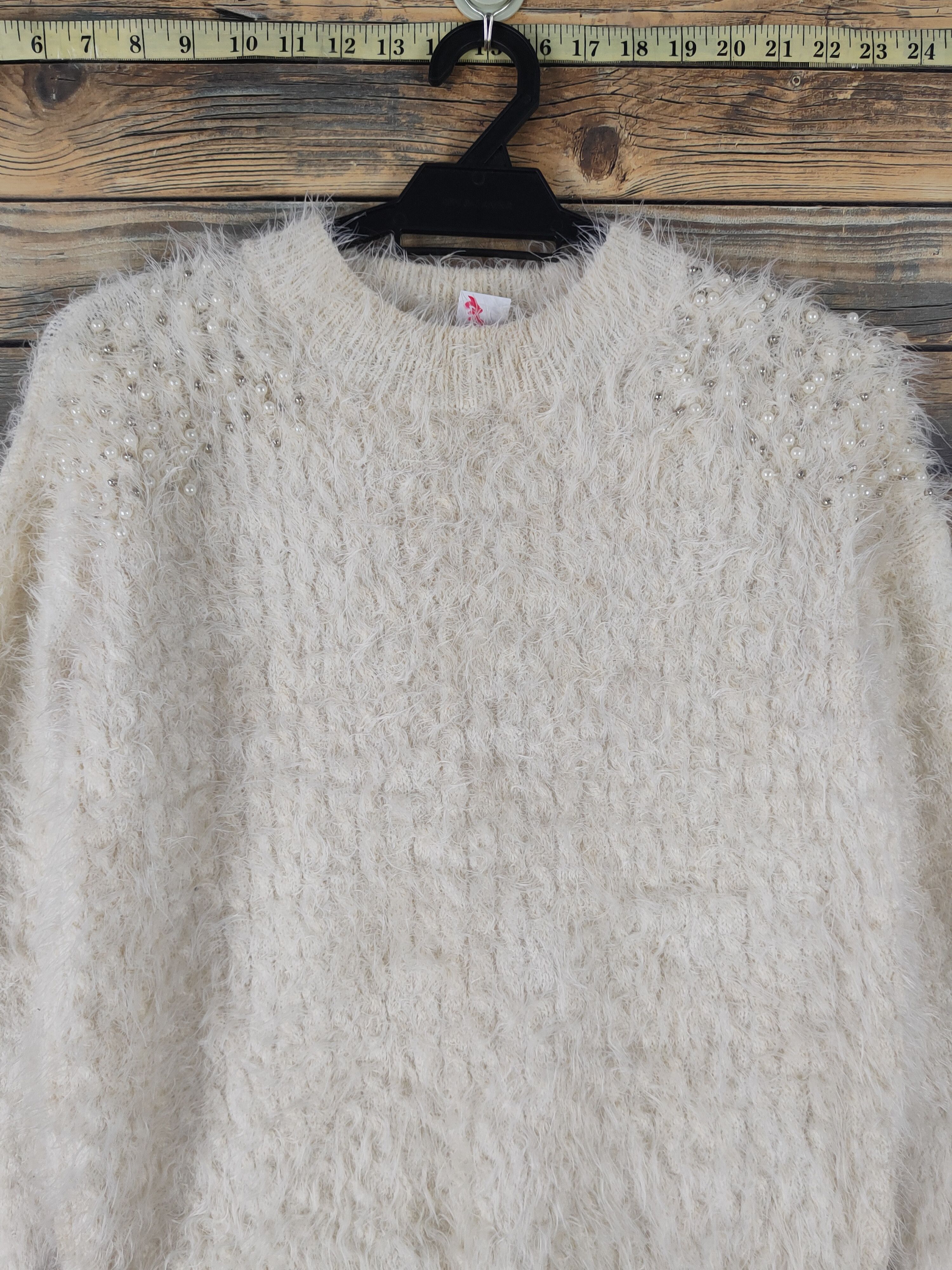 Japanese Brand Valleygirl Ivory Shag Shaggy Fur Mohair Knitwear #W1642 Size S / US 4 / IT 40 - 2 Thumbnail