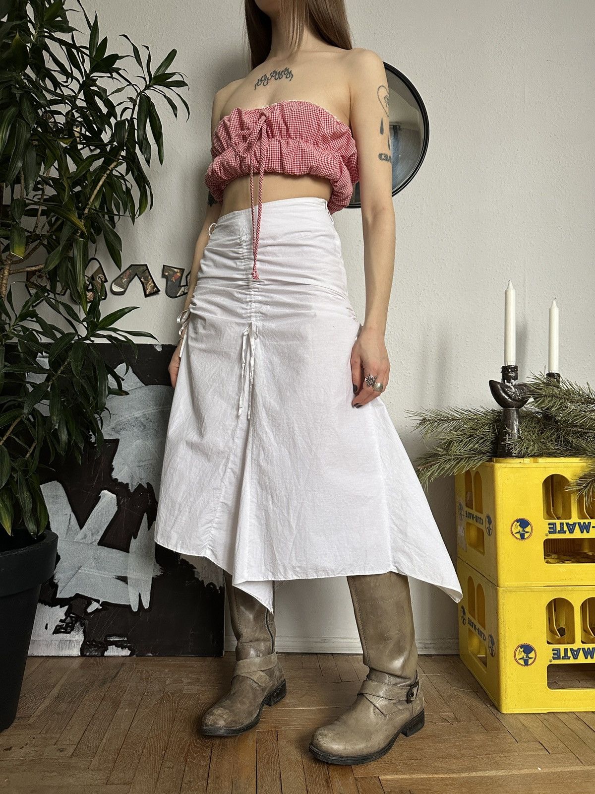 Japanese Brand × Seditionaries Crinkled Ruffle Fairy Core Bohemian Style Midi Skirt Size 28" / US 6 / IT 42 - 3 Thumbnail