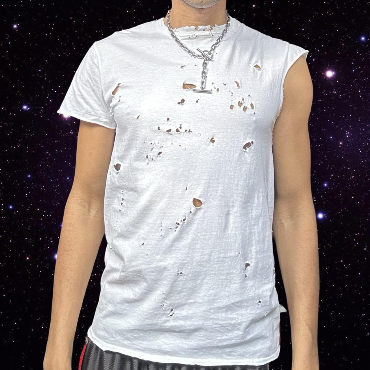Gildan ASTROBOI* Gildan White Ripped Grunge T-shirt Tank - Medium Size US M / EU 48-50 / 2 - 1 Thumbnail