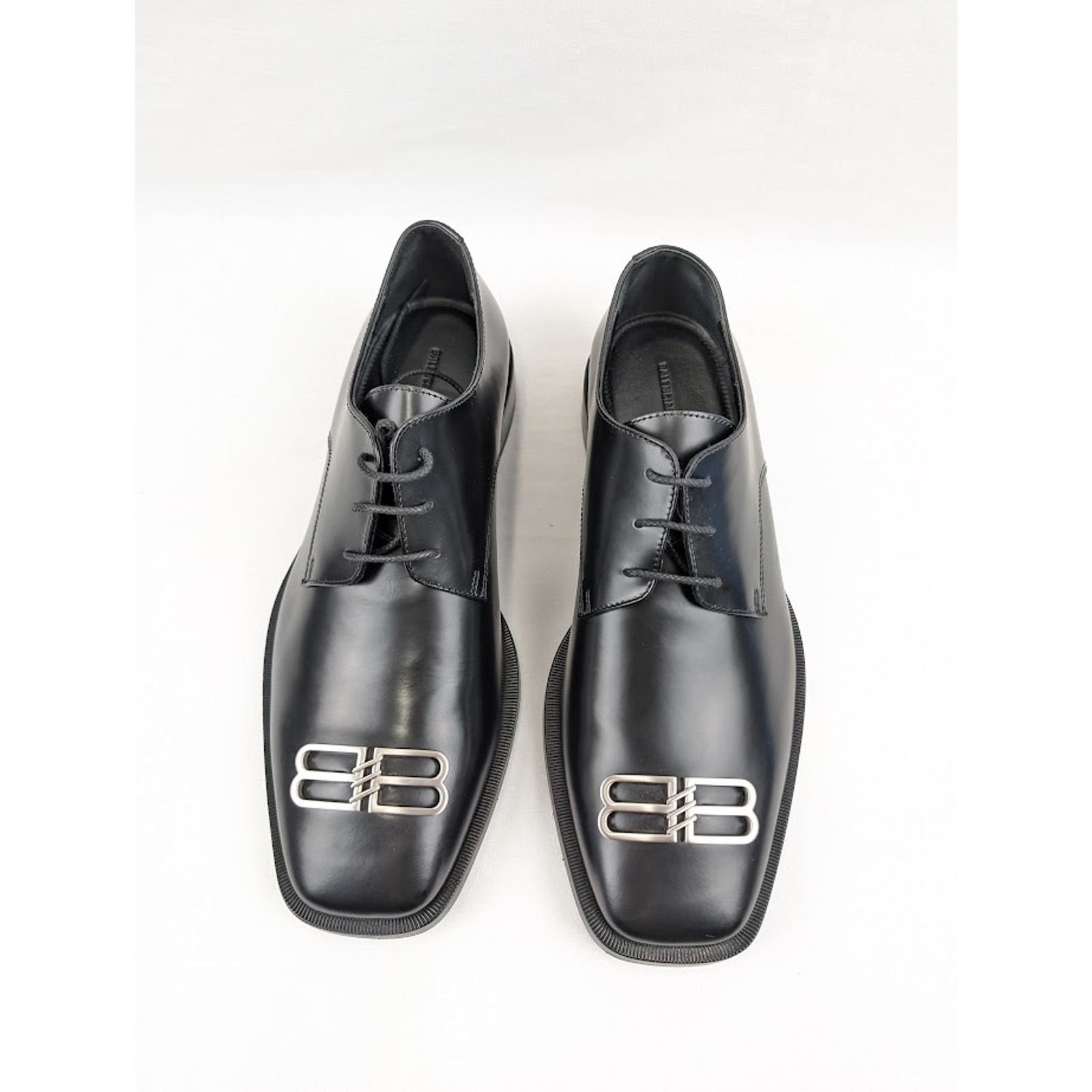 Balenciaga o1rshd1 Smooth Rim BB Icon Derbie Shoes in Black Size US 10 / EU 43 - 14 Thumbnail