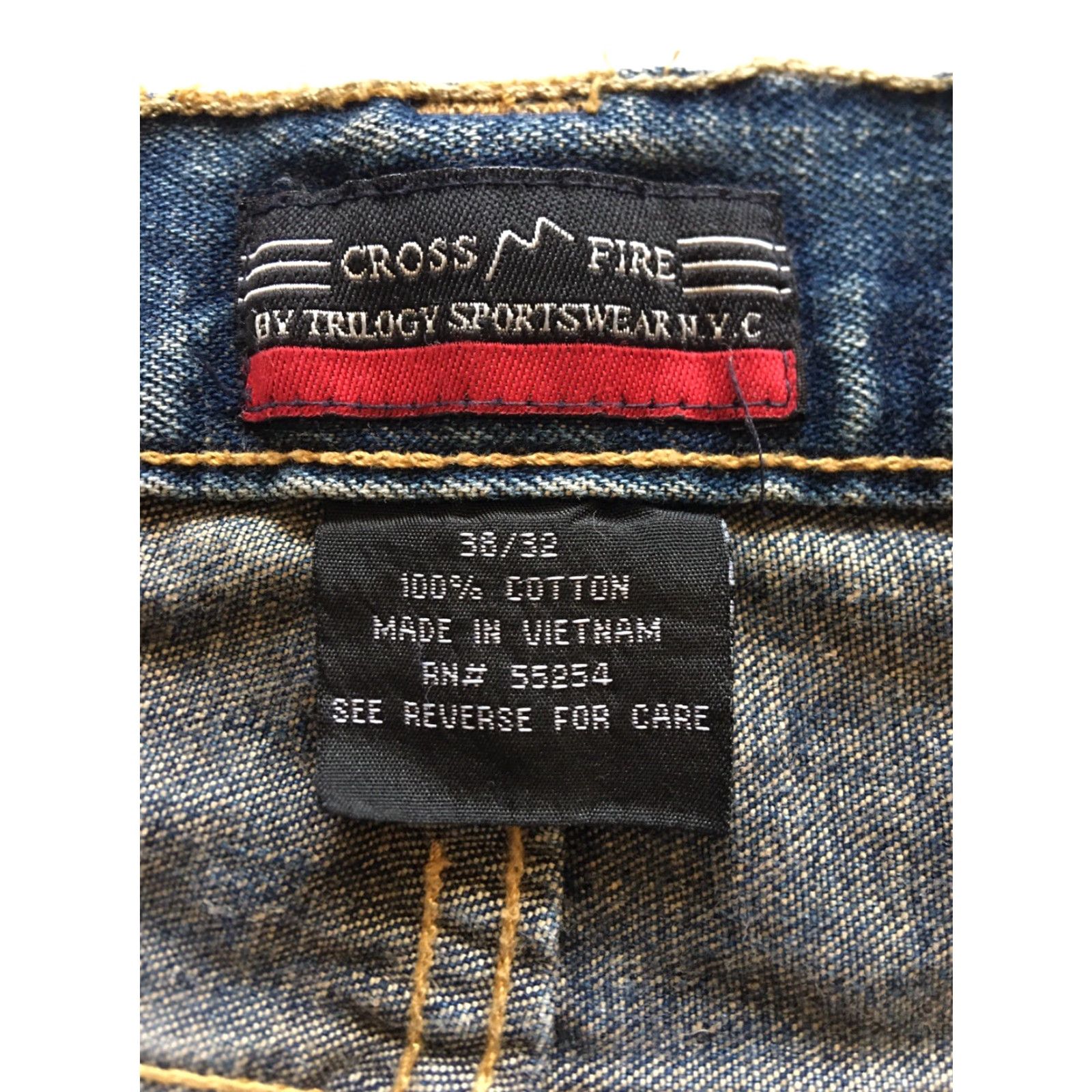 Denime VINTAGE Cross Fire Jeans Men’s 38x32 Denim Work Pants 5-Pocket Straight Blue 90s Grunge Mens Size US 38 / EU 54 - 6 Thumbnail