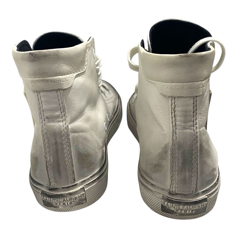 Saint Laurent Paris $695 Bedford White Distressed Leather High-Top Sneaker Size US 5 / IT 35 - 9 Thumbnail