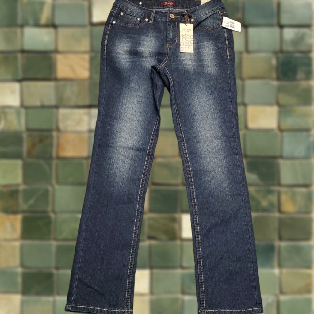 Denime Royalty Jeans Women 12 Blue Denim Slim Fit Straight Thick Stitch Stretch Western Jeans Size 34" / US 12 / IT 48 - 1 Thumbnail