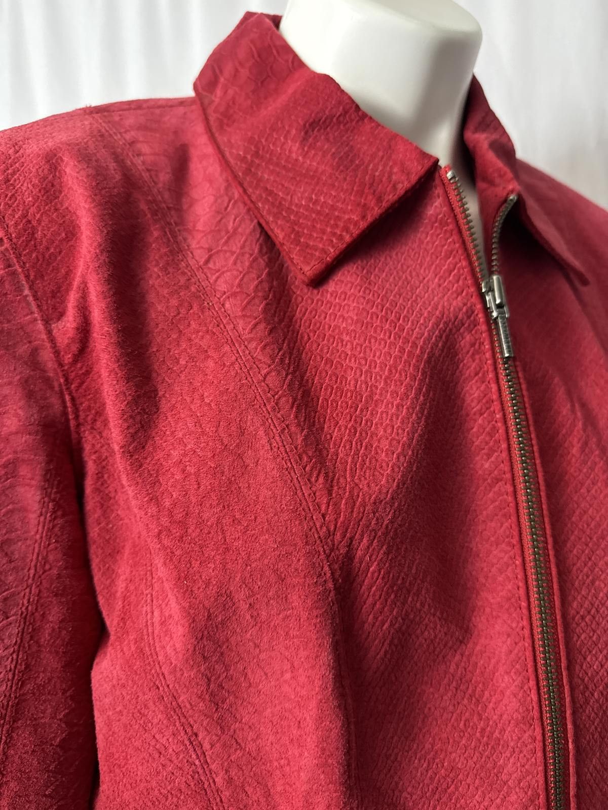 Bernhard Willhelm Bernardo - Red Leather Jacket with Texture - Petite Large Size L / US 10 / IT 46 - 6 Thumbnail