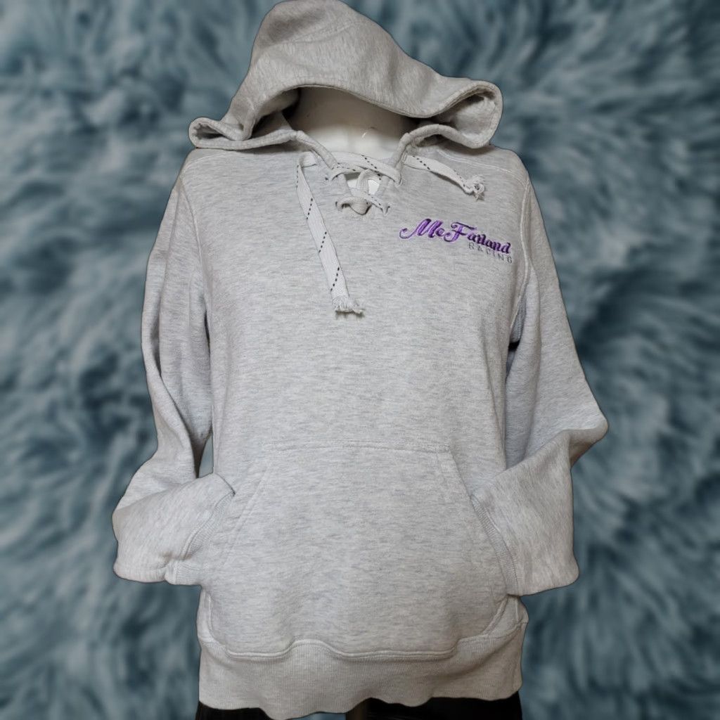 Vintage Womens McFarland Racing Hoodie Sweatshirt Small Unisex Adults S Gray Long Sleeve Cotton Blend Sewn Logo Hoodie Size S / US 4 / IT 40 - 1 Thumbnail