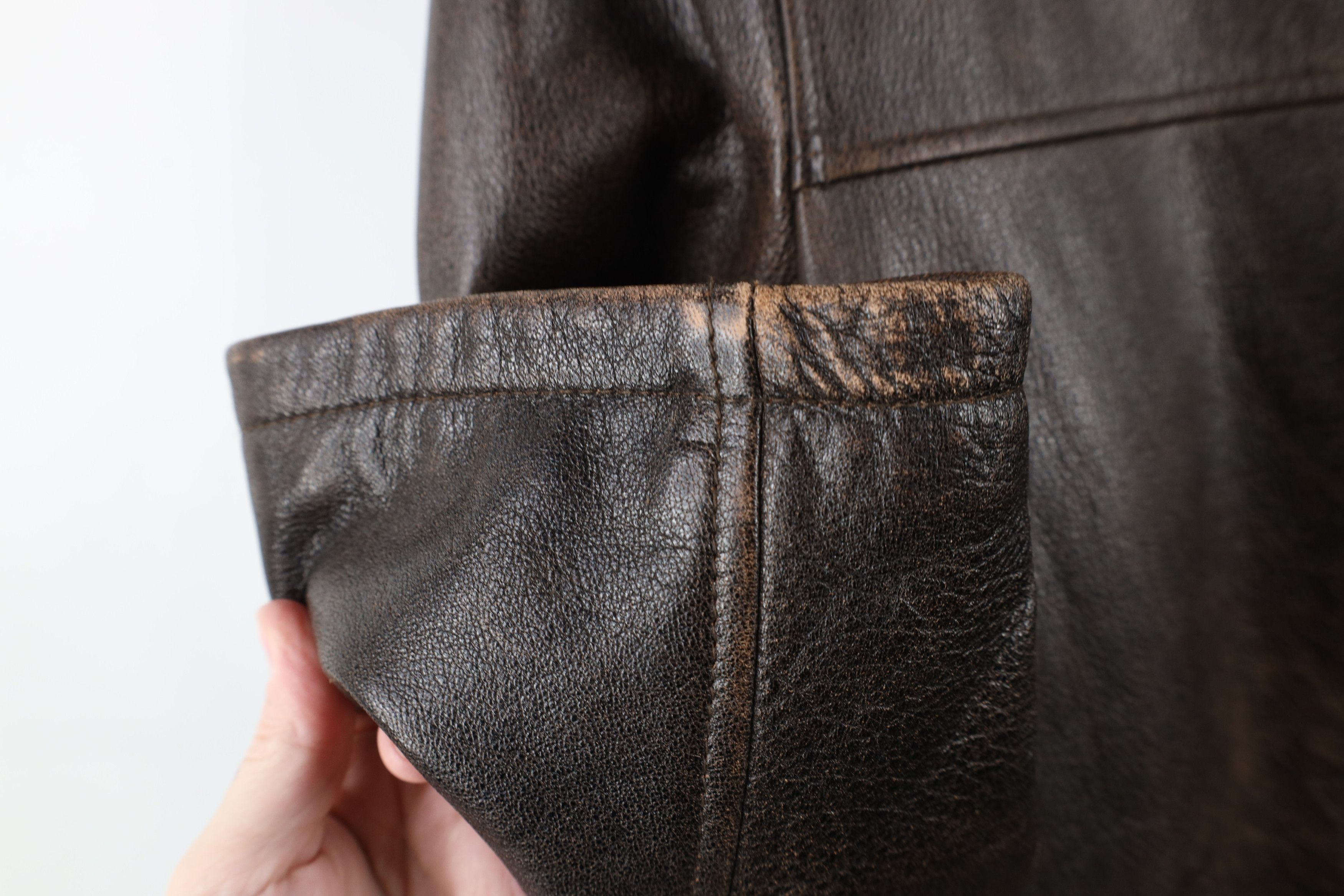 Vintage Vintage 90s Streetwear Quilted Leather Shirt Jacket Brown Size US L / EU 52-54 / 3 - 6 Thumbnail
