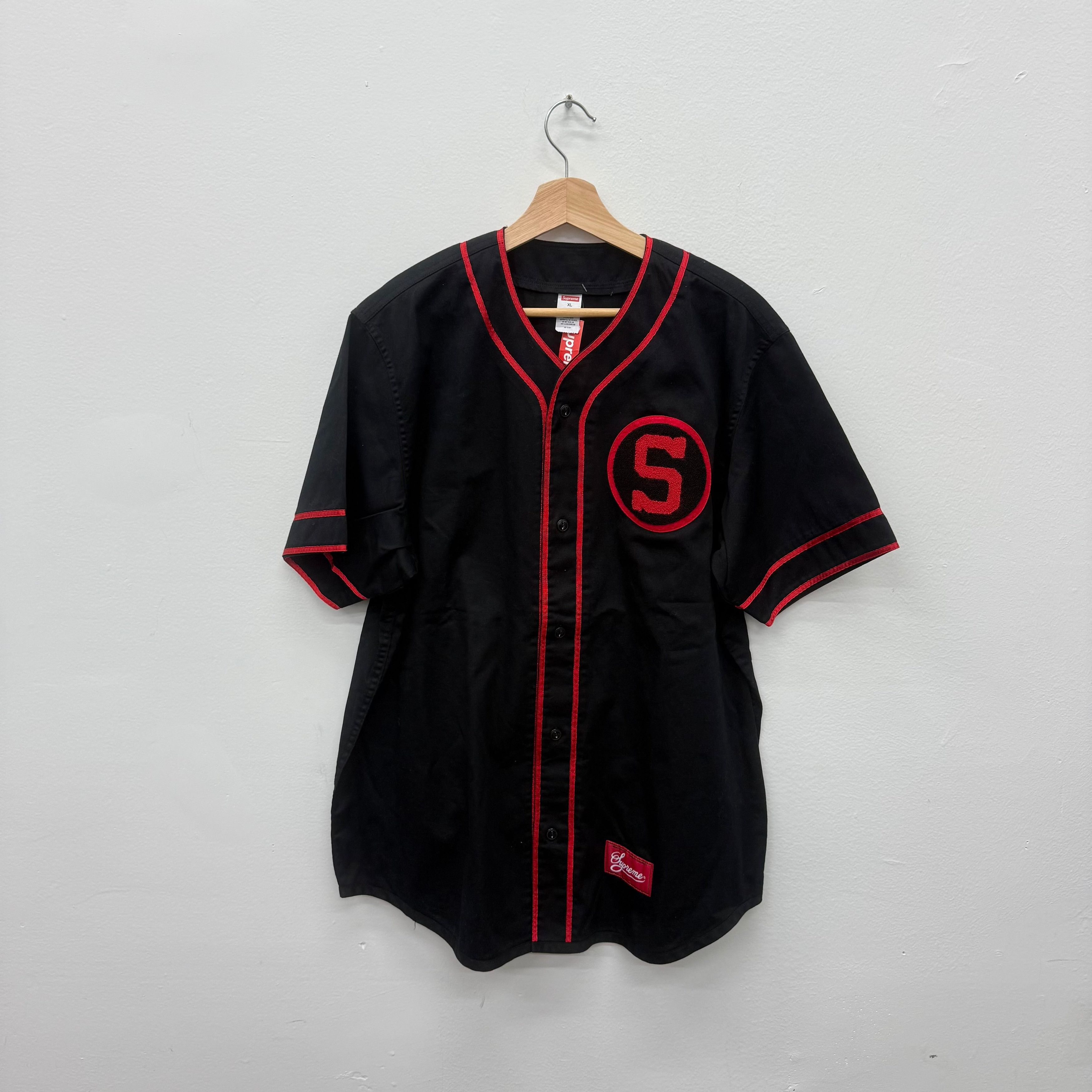 Supreme FW13 Chenille S Logo Baseball Jersey - Size XL