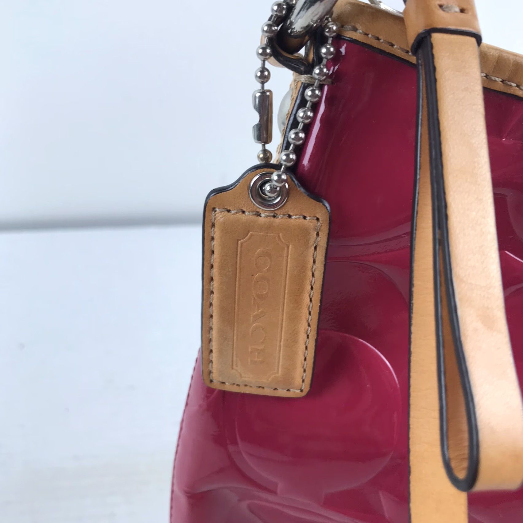 Coach Coach Pink Glossy Patent Leather Large Shoulder Bag Size ONE SIZE - 6 Thumbnail