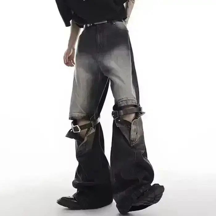 Japanese Brand Bell-bottomed jeans wide legs straight with a joint punk Size US 32 / EU 48 - 5 Thumbnail