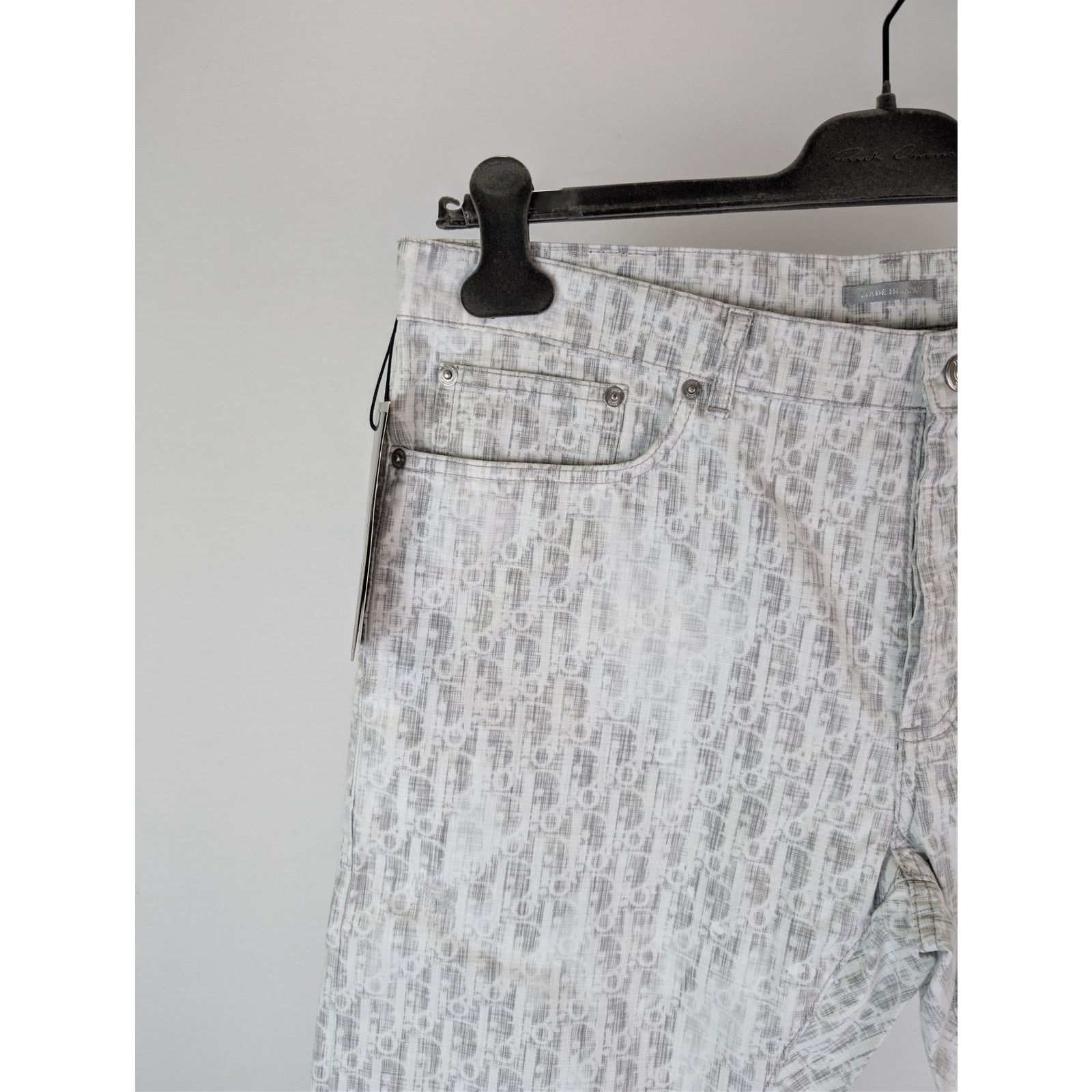Dior o1rshd1 Straight Oblique Print Cotton Denim Jeans in Blanc Size US 34 / EU 50 - 6 Thumbnail