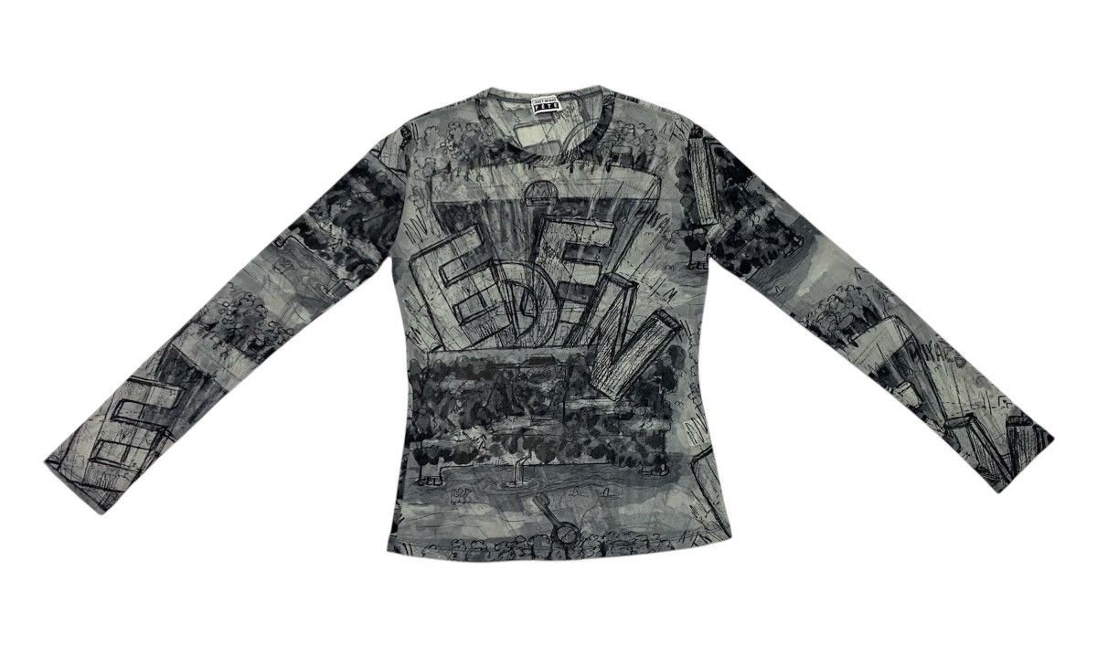 Issey Miyake 1998 Issey Miyake Fete Eden Sketch Graphic Mesh Top Size M / US 6-8 / IT 42-44 - 4 Thumbnail