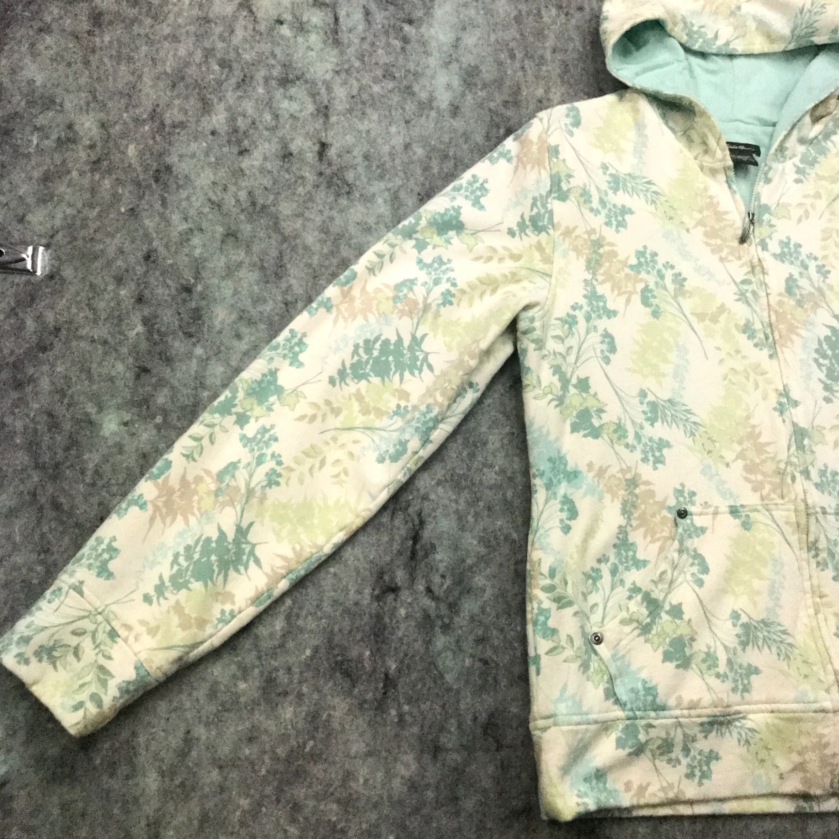 Eddie Bauer Eddie Bauer Womens Hoodie Full Zip, Green Floral, Cotton Blend, Stretch, Medium, Regular, Hoodie, Womens, Global? Size M / US 6-8 / IT 42-44 - 6 Thumbnail