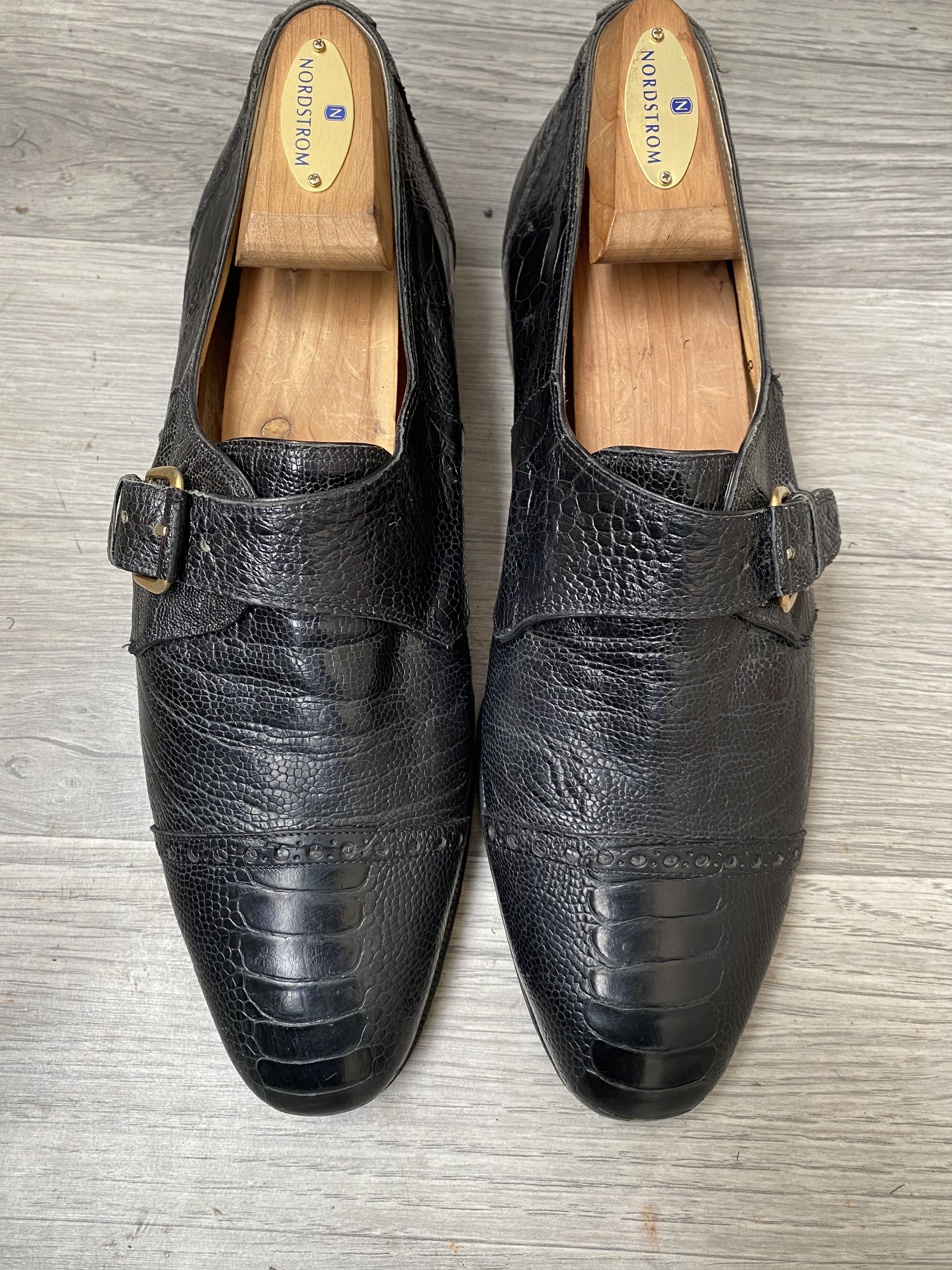 Mauri Mauri single monk strap black exotic ostrich leather sz41 Size US 8 / EU 41 - 2 Thumbnail