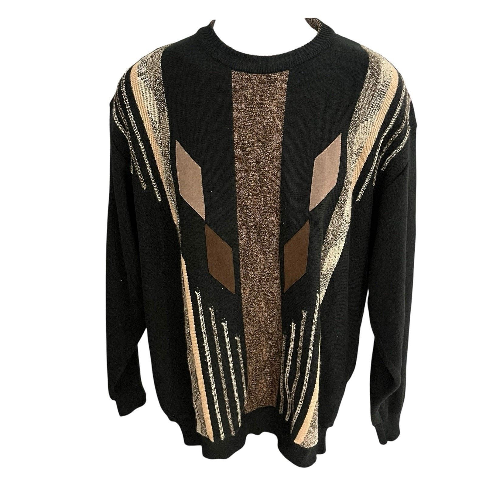 Other VTG Tosani Men's XL black/brown long sleeve crewneck sweater Size US XL / EU 56 / 4 - 1 Thumbnail