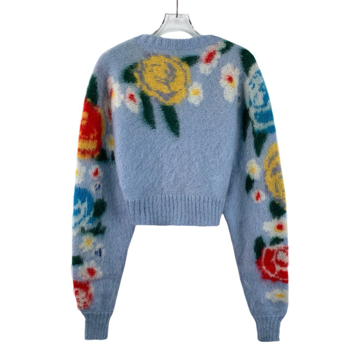 Miu Miu MiuMiu Blue V-neck Long Sleeve Knit Cardigan K26WX Size S / US 4 / IT 40 - 2 Thumbnail