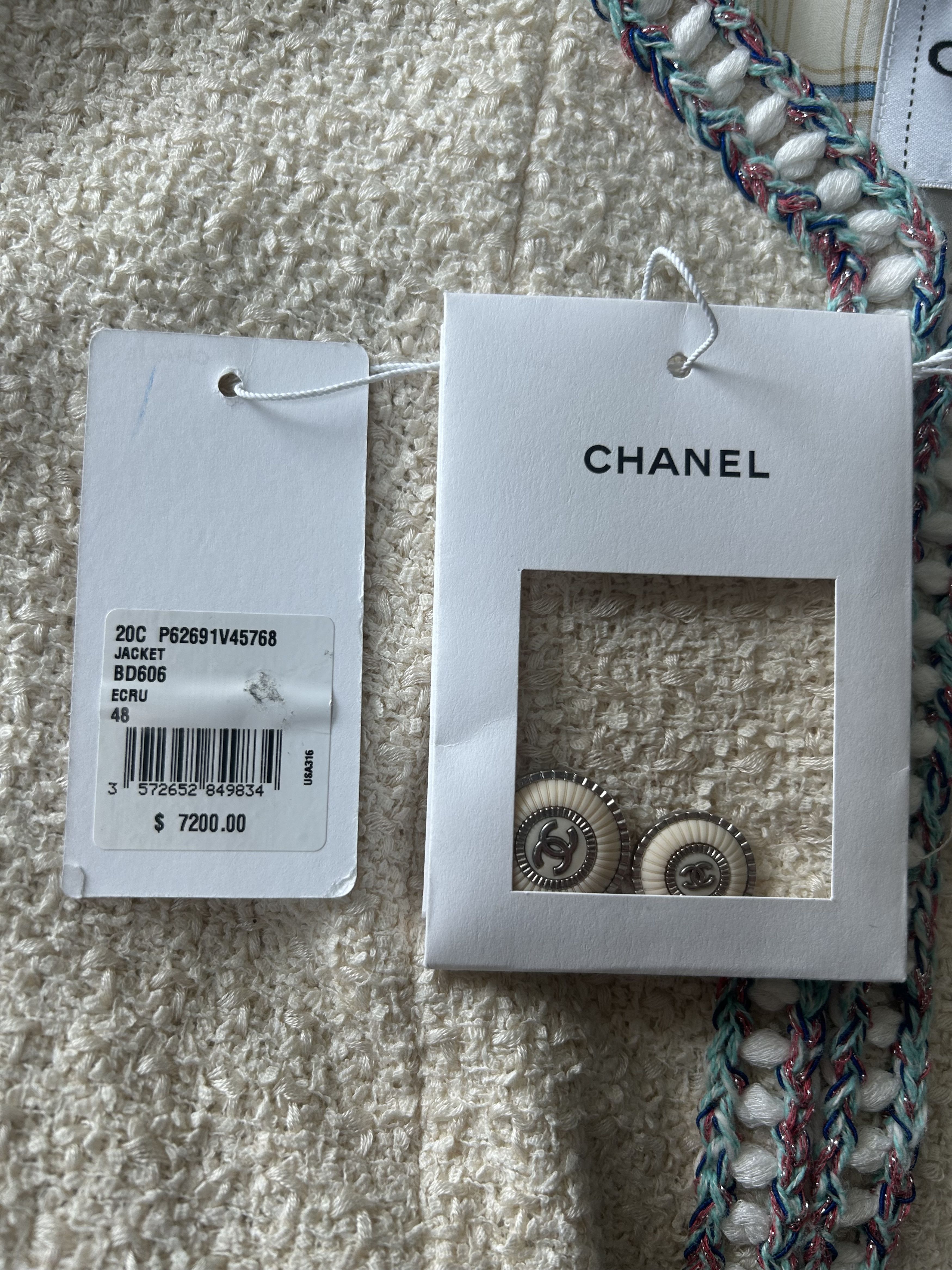 Chanel Chanel Beige & Multicolor Tweed Women's Jacket Size M / US 6-8 / IT 42-44 - 4 Thumbnail