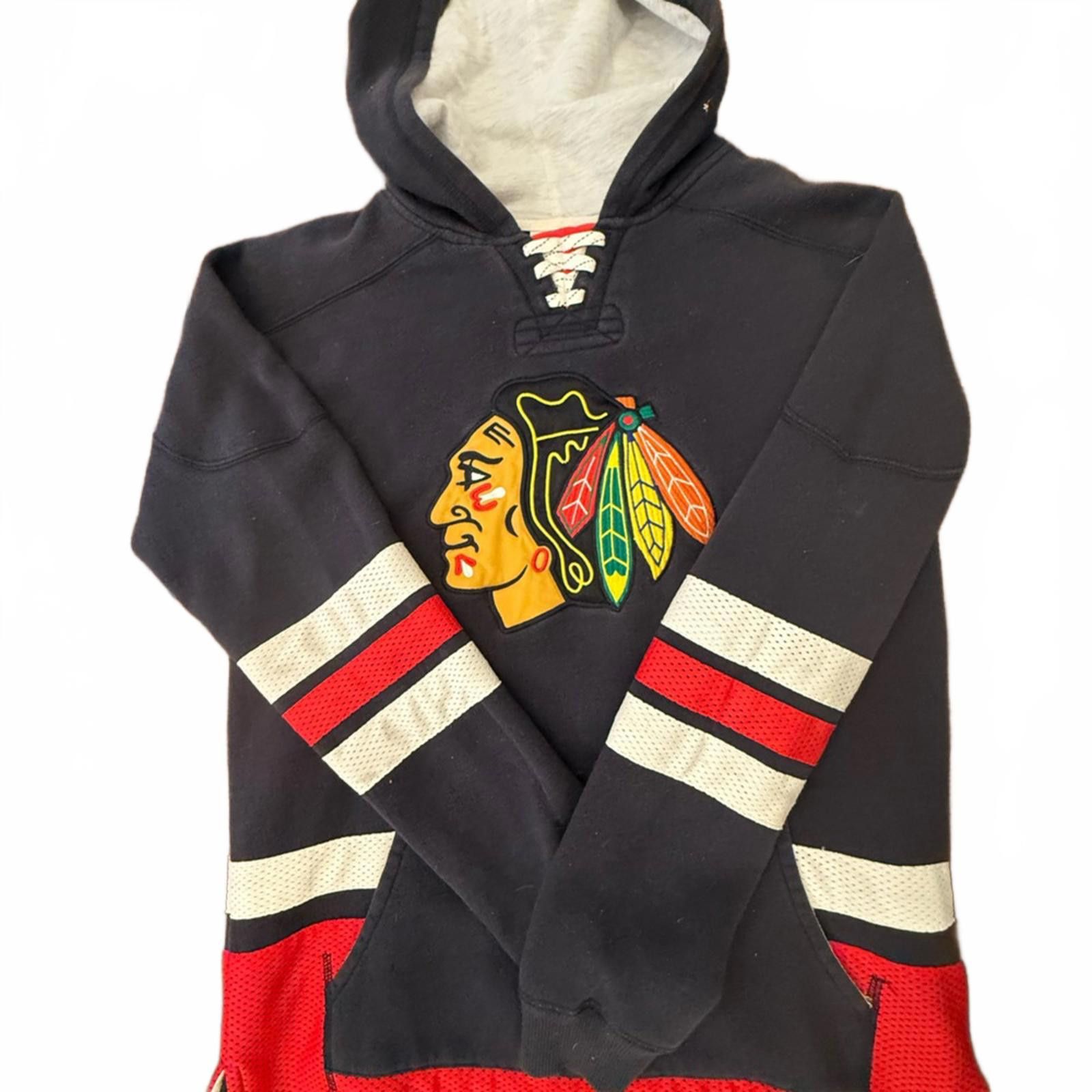 Ccm CCM Black Hawks - Black and Red Hoodie with Logo Size ONE SIZE - 1 Thumbnail