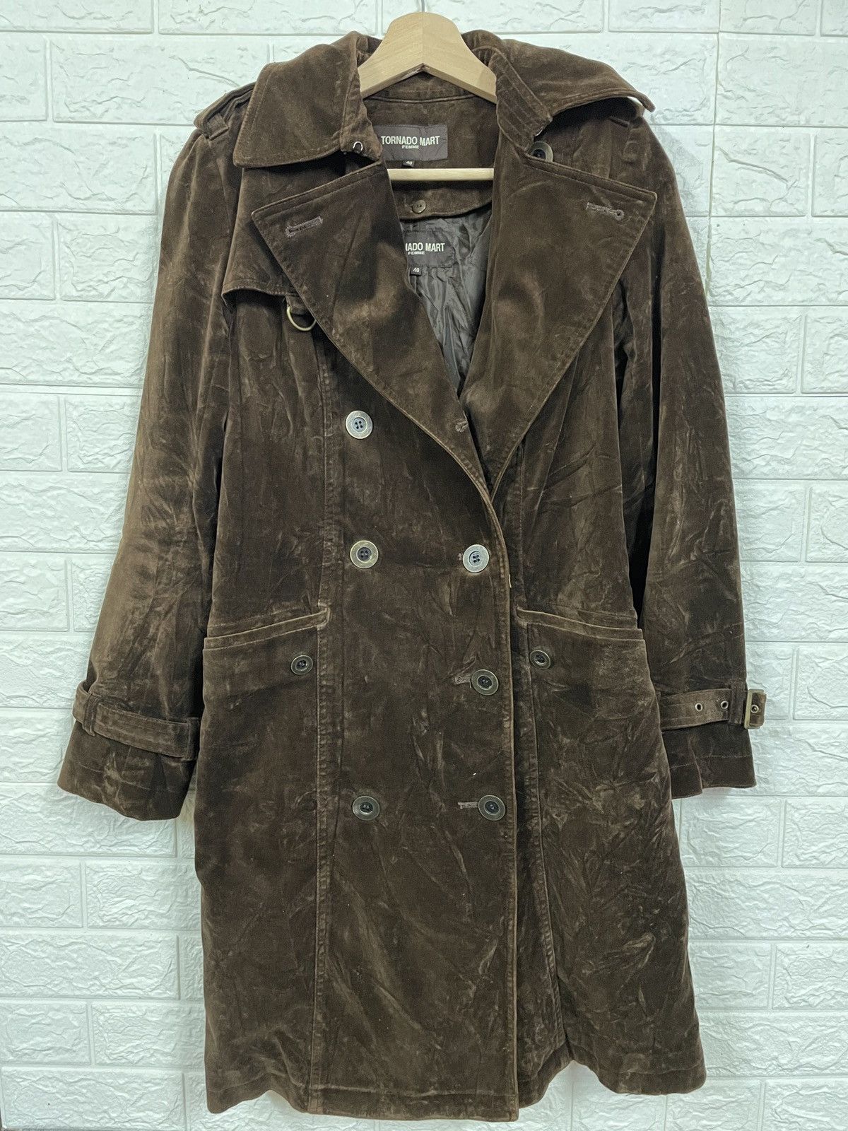 Japanese Brand × Tornado Mart Tornado Mart Femme Long Coat Velvet Brown Size S / US 4 / IT 40 - 8 Thumbnail