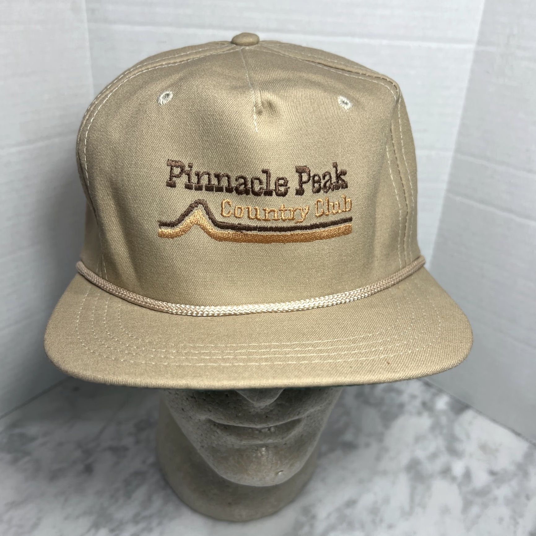Vintage VINTAGE Pinnacle Peaks Country Club Hat Scottsdale Arizona Adjustable Rope Strapback Tan Trucker Cap Mens/Unisex Size ONE SIZE - 2 Thumbnail