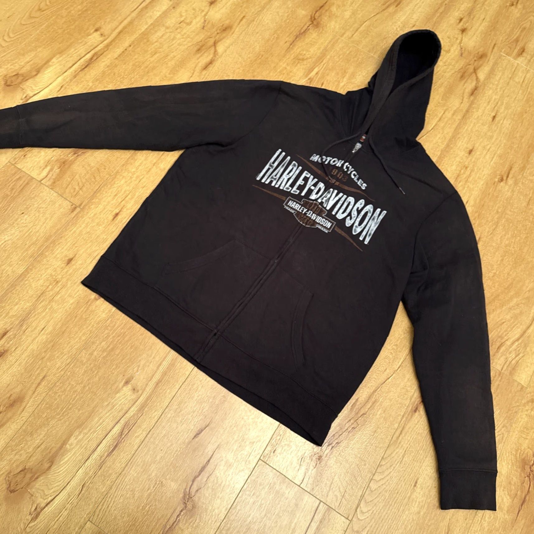 Harley Davidson Harley-Davidson Jacket Boston Full Zip Hooded Men’s XL Black Faded Sweatshirt Motorcycle Women's? Size US XL / EU 56 / 4 - 4 Thumbnail