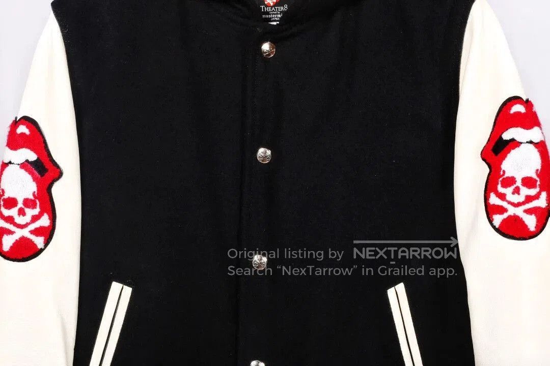 Mastermind Japan Hooded Varsity Jacket with Skull Lip Patches. Size US S / EU 44-46 / 1 - 4 Thumbnail