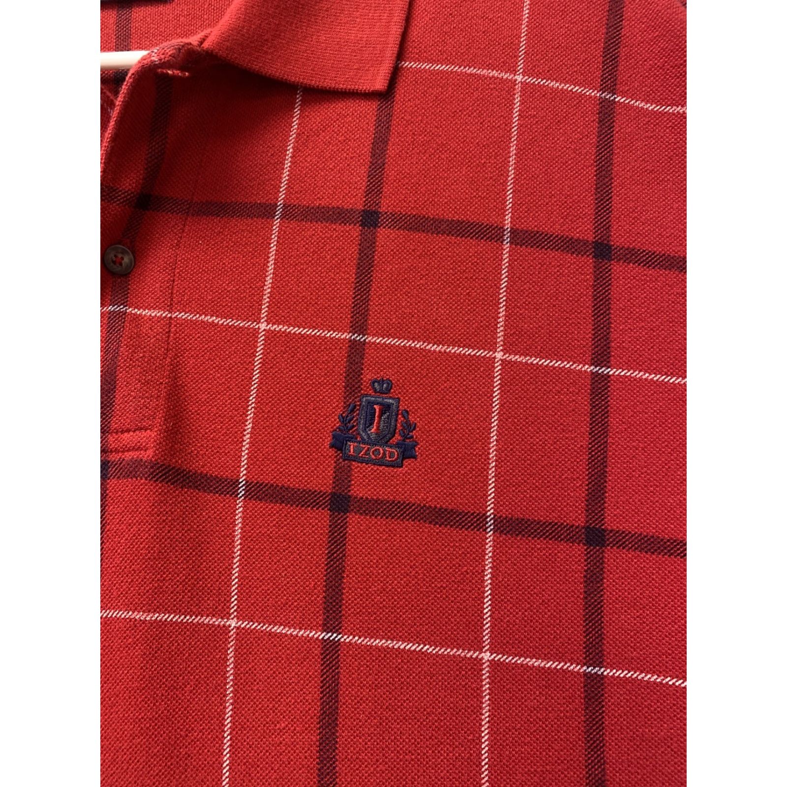 Izod IZOD Polo Shirt Red Casual plaid check Mens size Large / 111-47 Size US L / EU 52-54 / 3 - 2 Thumbnail