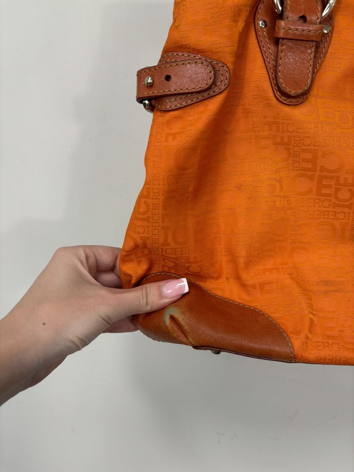 Iceberg Iceberg Vintage Designer Rare Orange Canvas Leather Tote Bag Size ONE SIZE - 5 Thumbnail