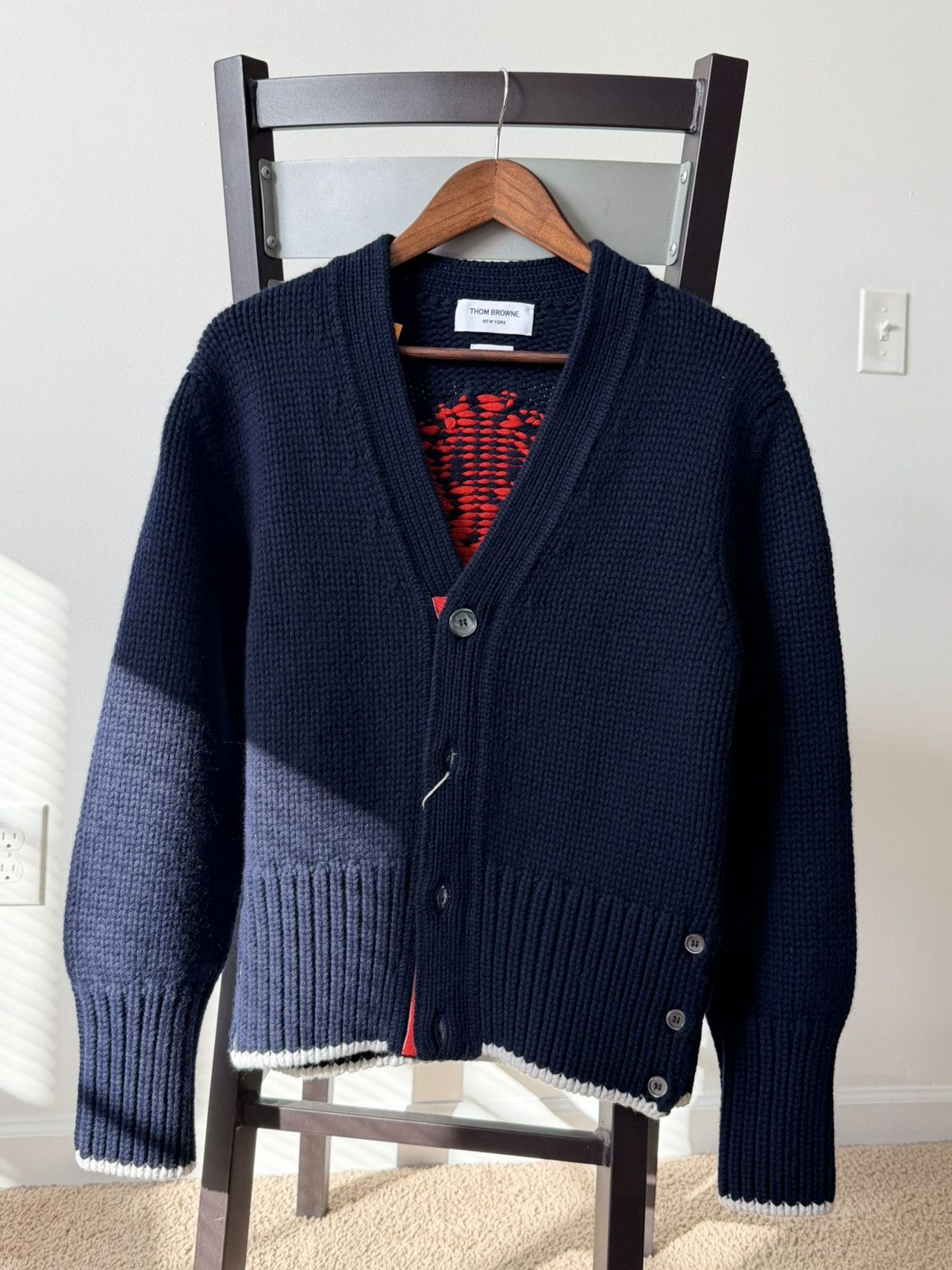 Thom Browne THOM BROWNE Intarsia Cashmere Cardigan Size US M / EU 48-50 / 2 - 1 Thumbnail