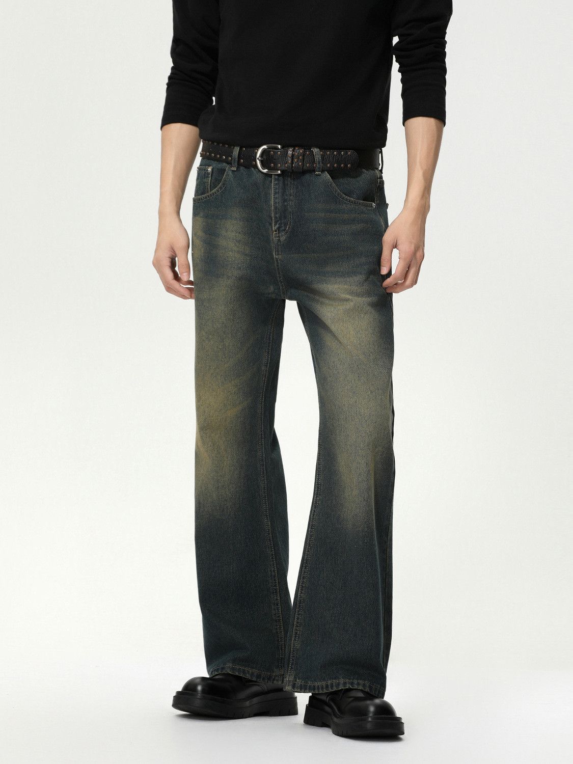 Vintage Men's distressed retro casual washed flared jeans Size US 32 / EU 48 - 2 Thumbnail
