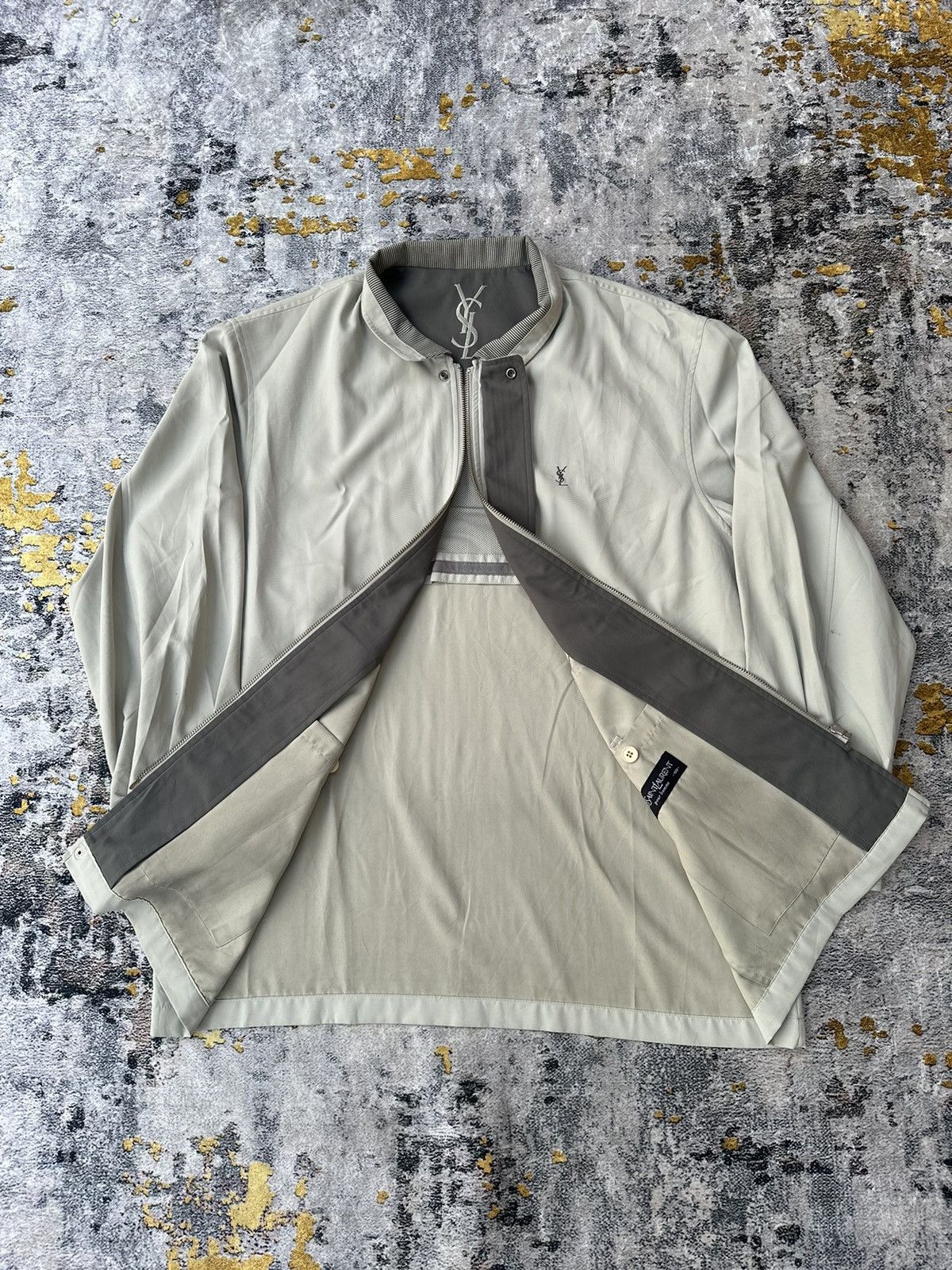 YVES SAINT LAURENT イヴサンローラン ネーム刺繍入り ダブル テーラード ジャケット 160 C94-W84-T165 AB4【中古】