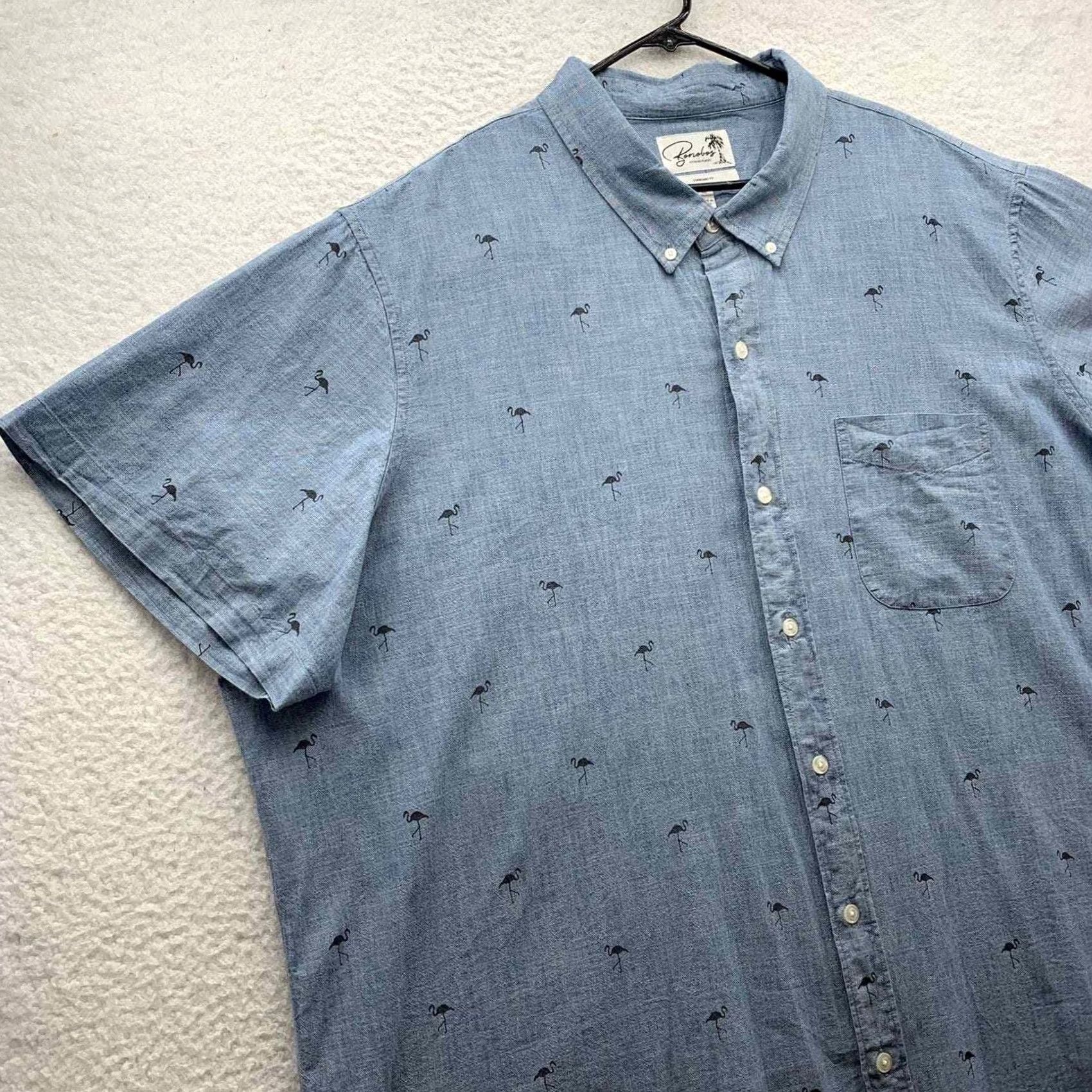 Bonobos Bonobos Shirt Mens 4XL Blue Button Flamingo Print Casual Comfort Preppy Size US XXL / EU 58 / 5 - 3 Thumbnail