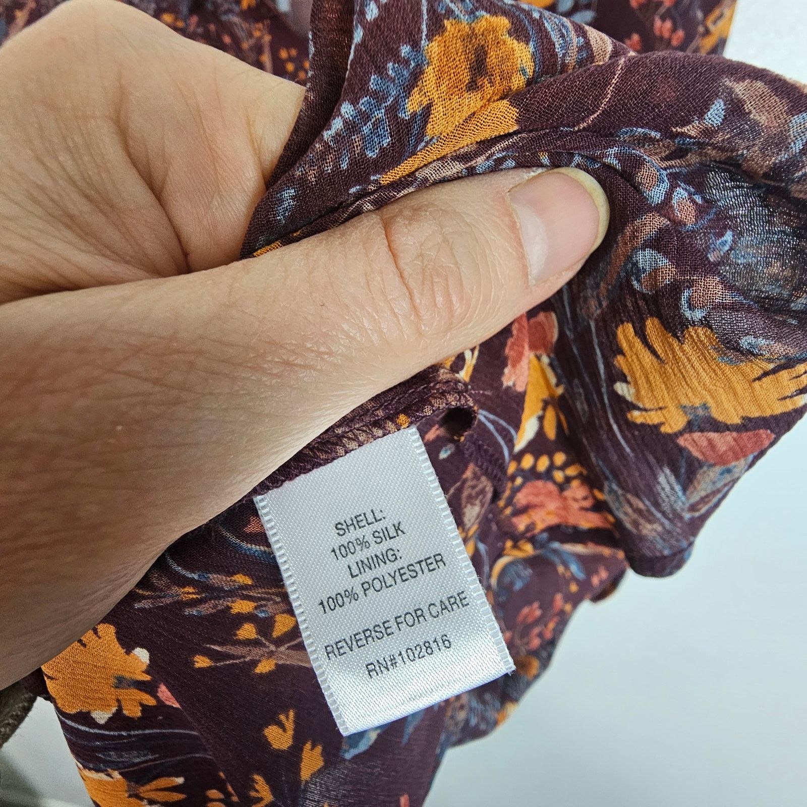 Arnette Garnet Hill Womens Silk Dress Autumn Floral Boho Peasant Size M / US 6-8 / IT 42-44 - 8 Thumbnail