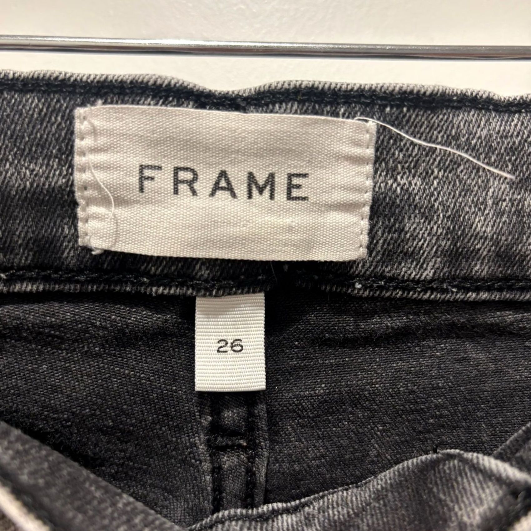 Frame FRAME Le Sylvie Slender Straight Jeans Gray 26 Acid Wash 5-Pocket Denim Womens Stretch Slim Straight Rise High Inseam 27 Size 26" / US 2 / IT 38 - 3 Thumbnail